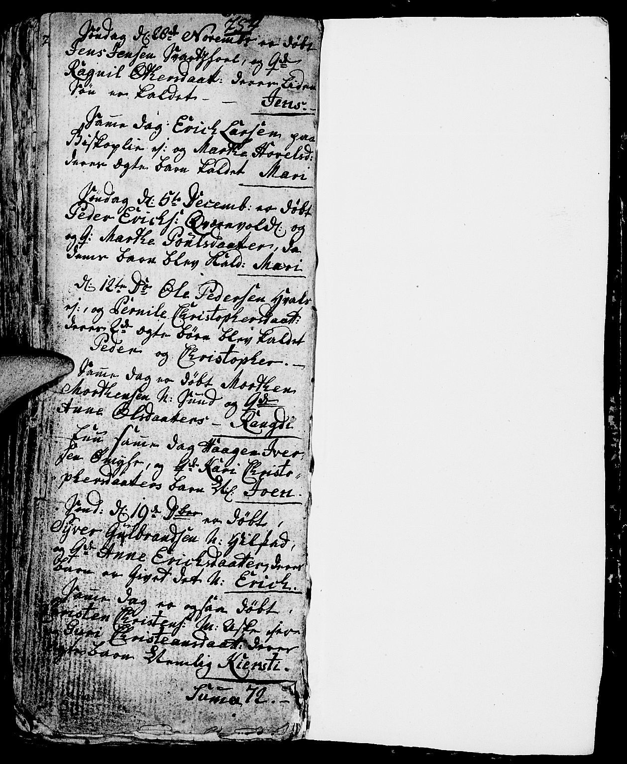 Nes prestekontor, Hedmark, AV/SAH-PREST-020/L/La/L0001: Parish register (copy) no. 1, 1663-1784, p. 754-755