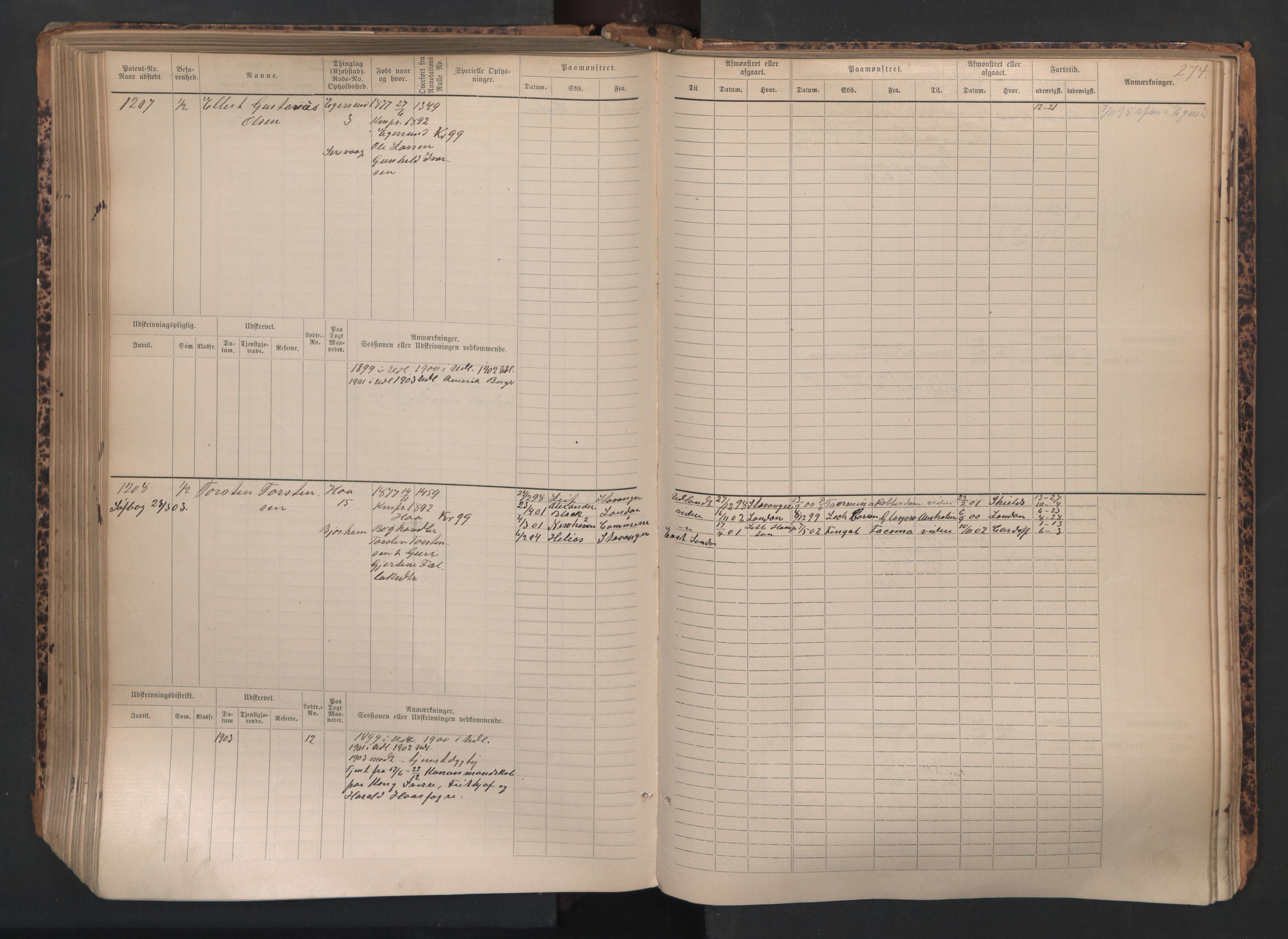 Egersund mønstringskrets, SAK/2031-0019/F/Fb/L0002: Hovedrulle nr 667-1330, O-4, 1880-1940, p. 275