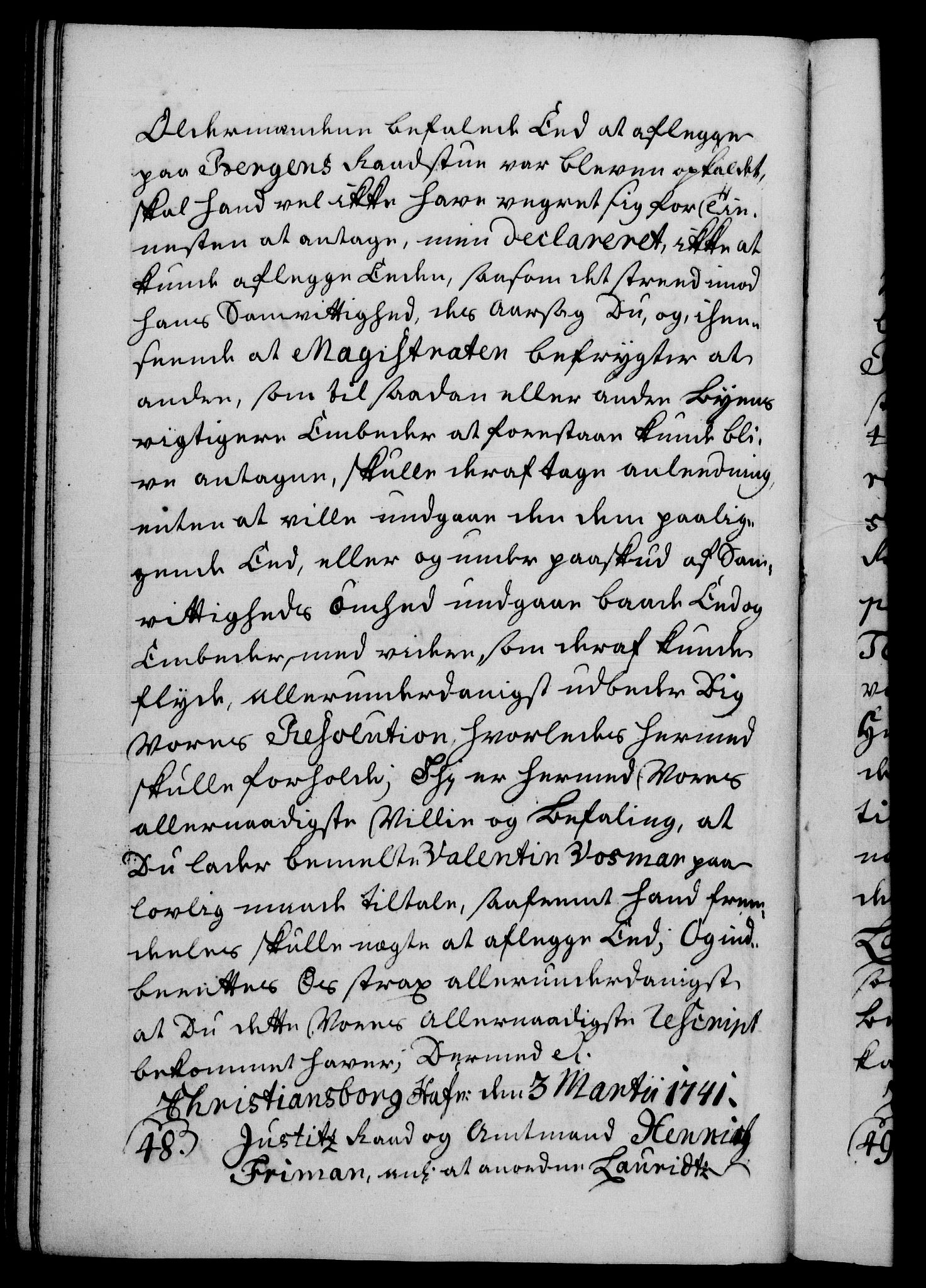 Danske Kanselli 1572-1799, AV/RA-EA-3023/F/Fc/Fca/Fcab/L0029: Norske tegnelser, 1741-1743, p. 52b