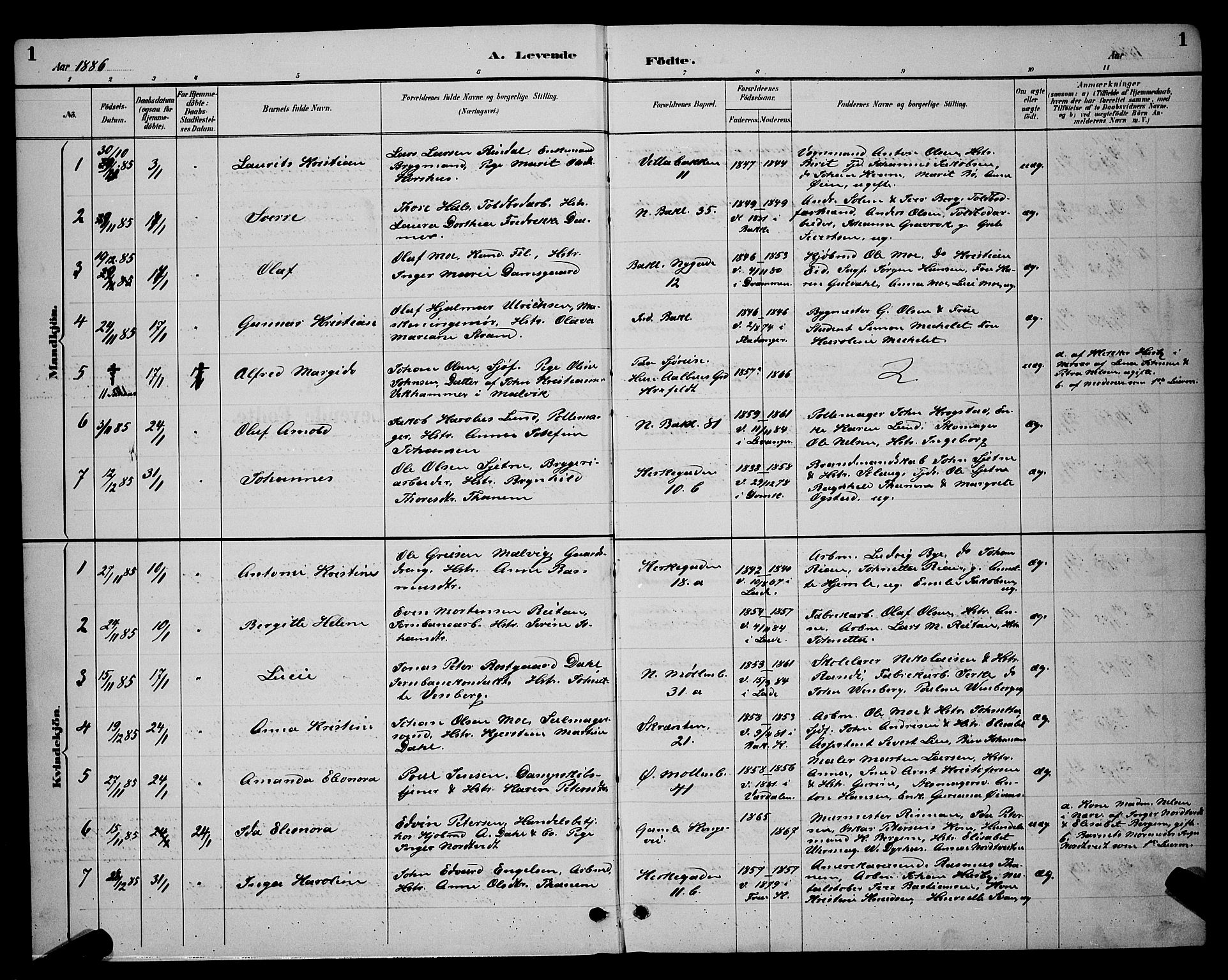 Ministerialprotokoller, klokkerbøker og fødselsregistre - Sør-Trøndelag, SAT/A-1456/604/L0222: Parish register (copy) no. 604C05, 1886-1895, p. 1
