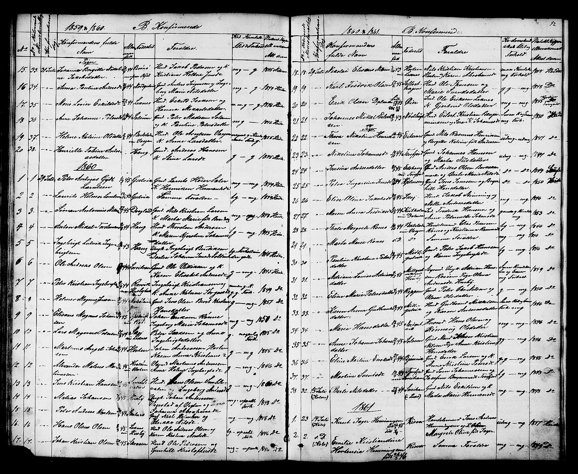 Ministerialprotokoller, klokkerbøker og fødselsregistre - Nord-Trøndelag, SAT/A-1458/788/L0695: Parish register (official) no. 788A02, 1843-1862, p. 52