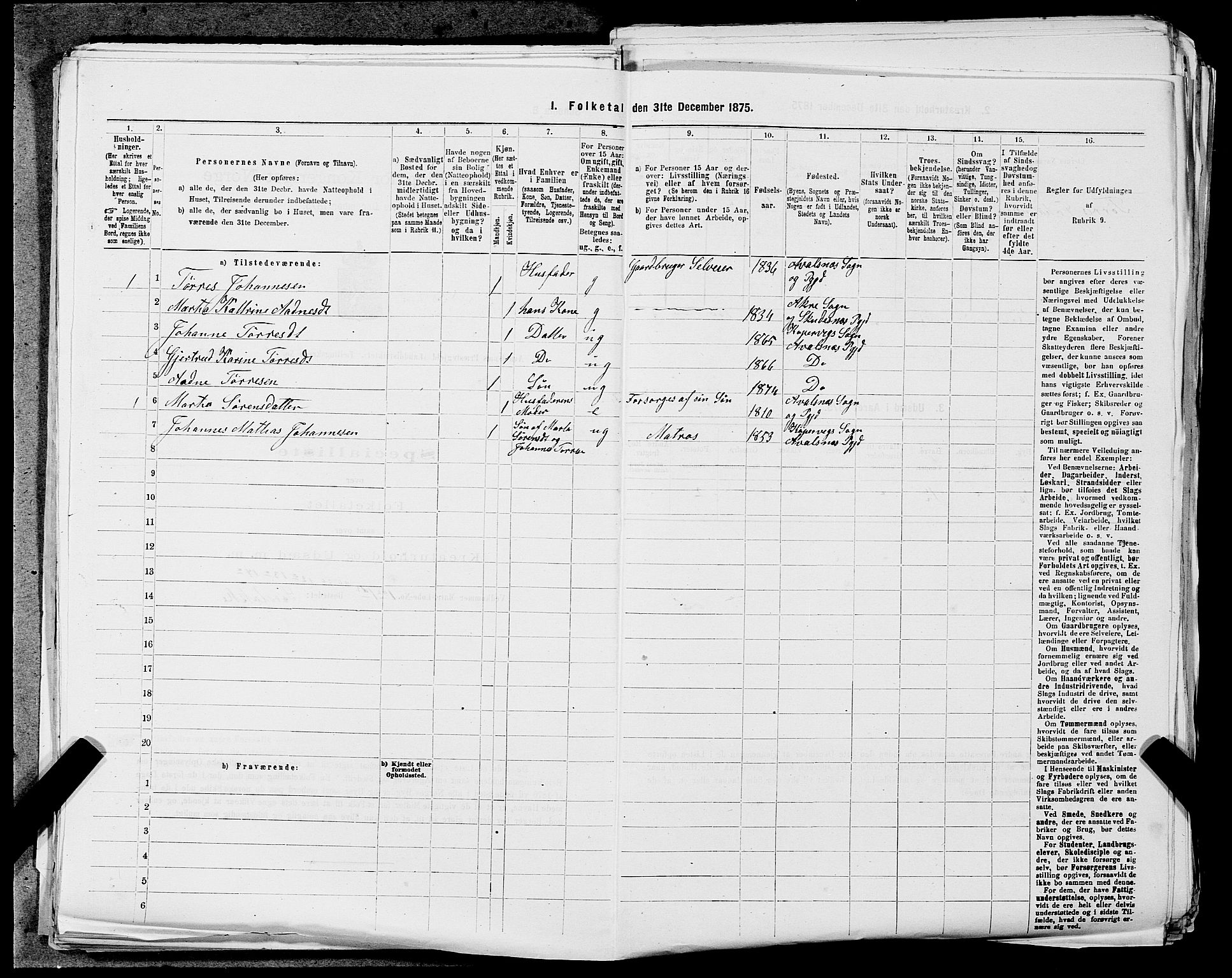 SAST, 1875 census for 1147L Avaldsnes/Avaldsnes og Kopervik, 1875, p. 107