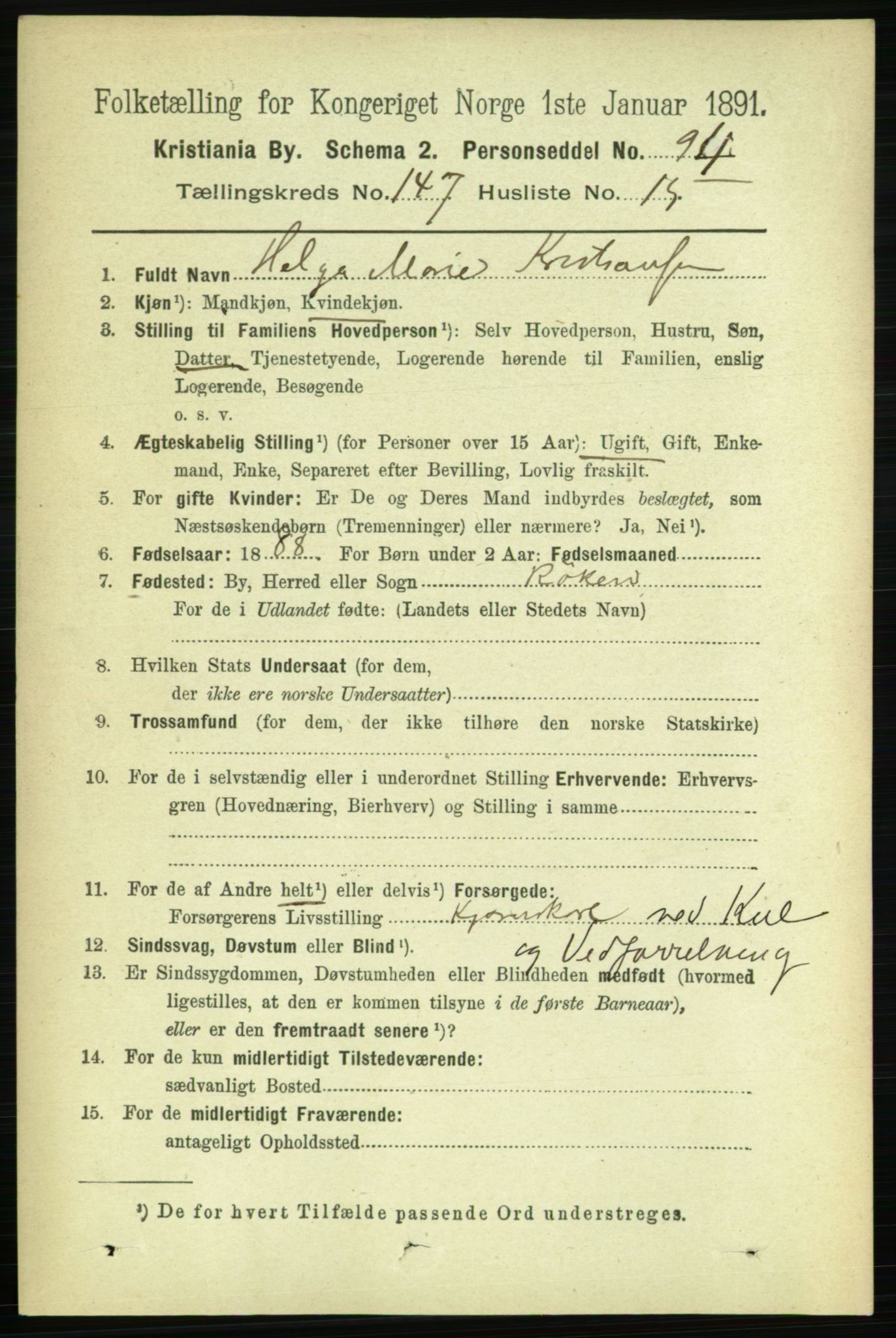 RA, 1891 census for 0301 Kristiania, 1891, p. 82122