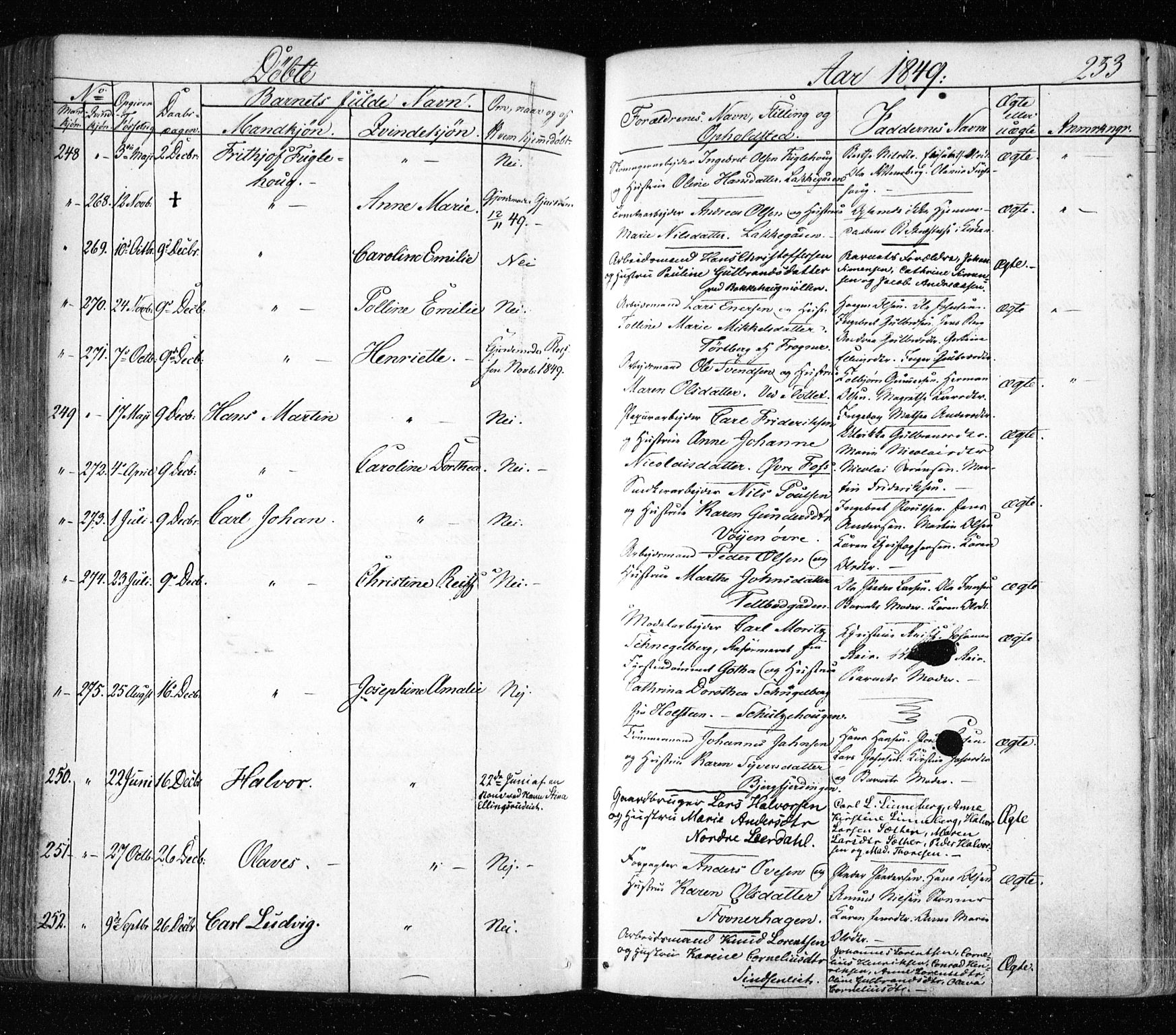 Aker prestekontor kirkebøker, AV/SAO-A-10861/F/L0019: Parish register (official) no. 19, 1842-1852, p. 253