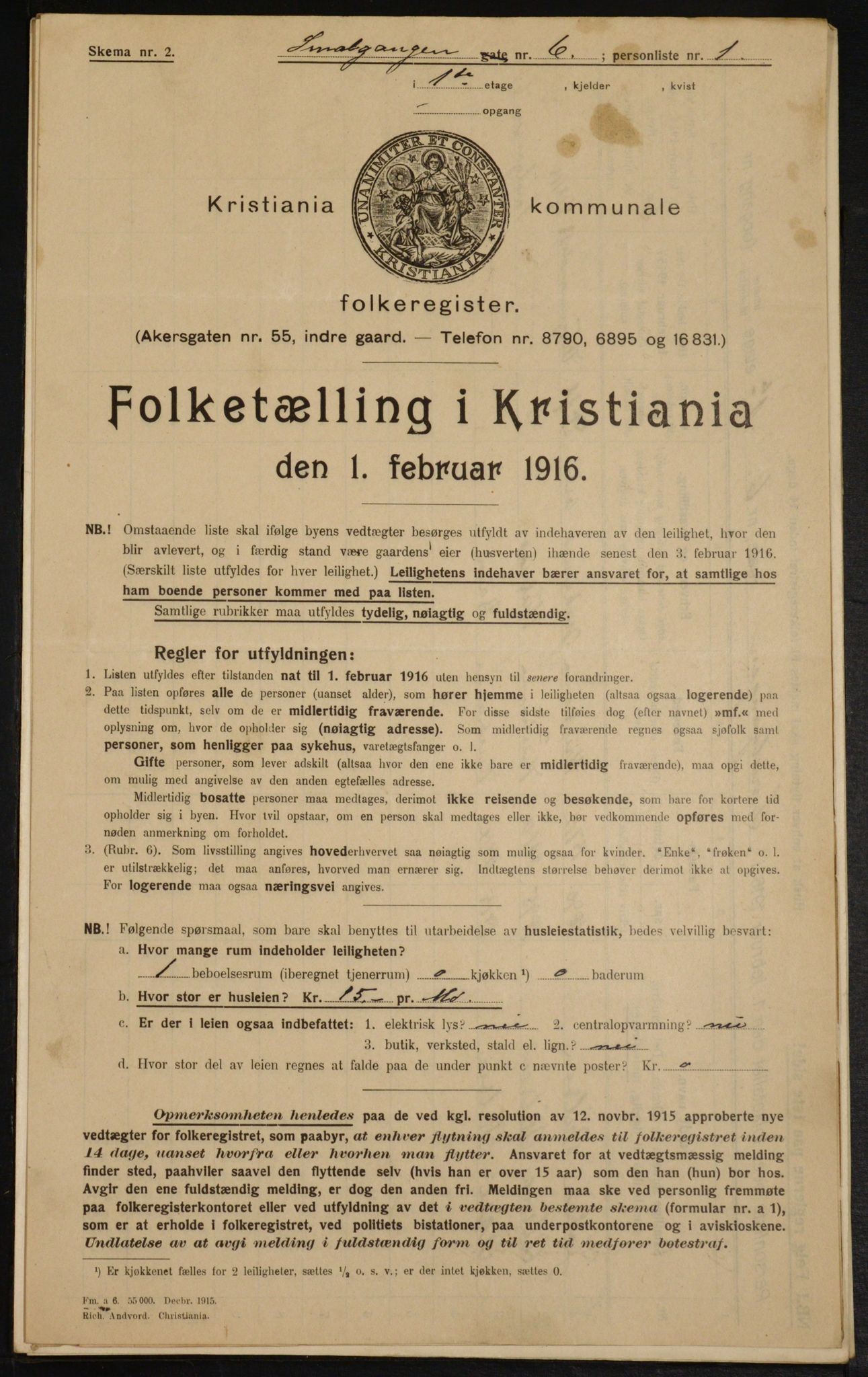 OBA, Municipal Census 1916 for Kristiania, 1916, p. 99463