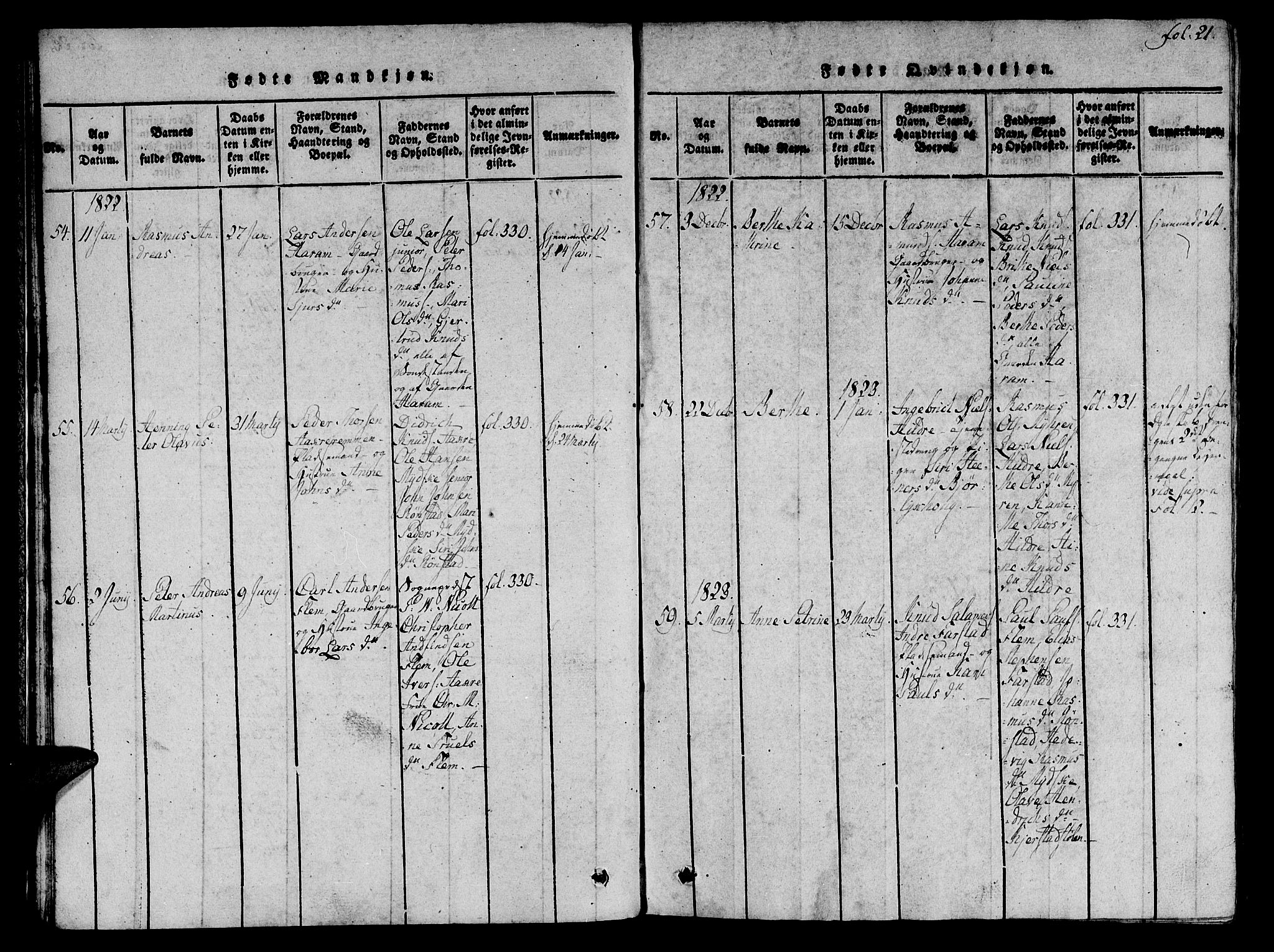Ministerialprotokoller, klokkerbøker og fødselsregistre - Møre og Romsdal, SAT/A-1454/536/L0495: Parish register (official) no. 536A04, 1818-1847, p. 21