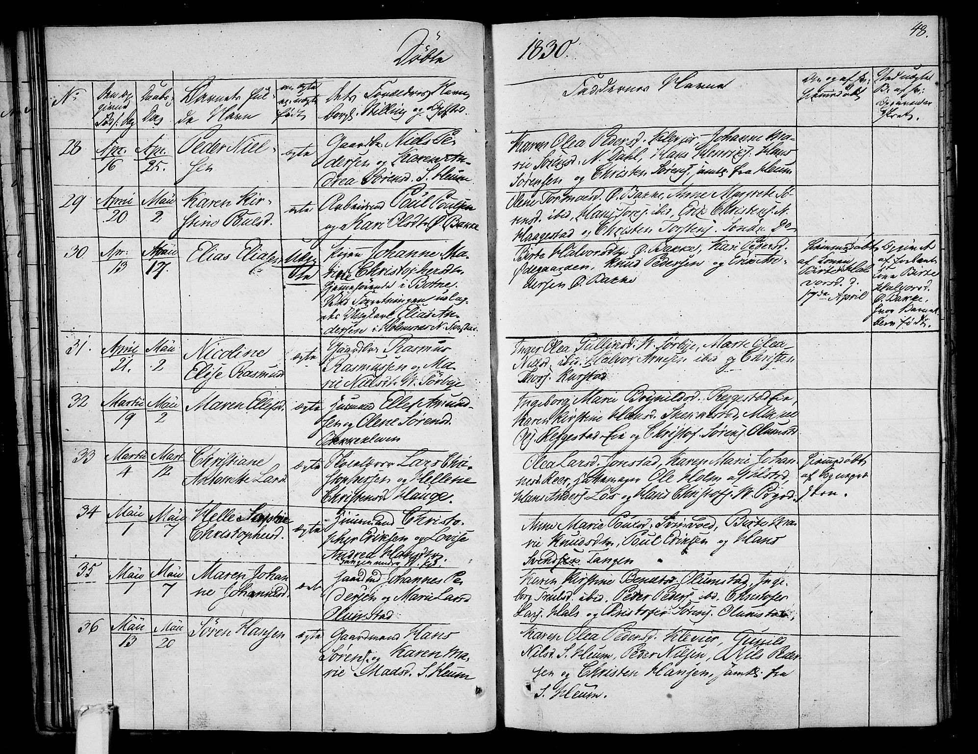 Våle kirkebøker, AV/SAKO-A-334/F/Fa/L0008: Parish register (official) no. I 8, 1824-1844, p. 48