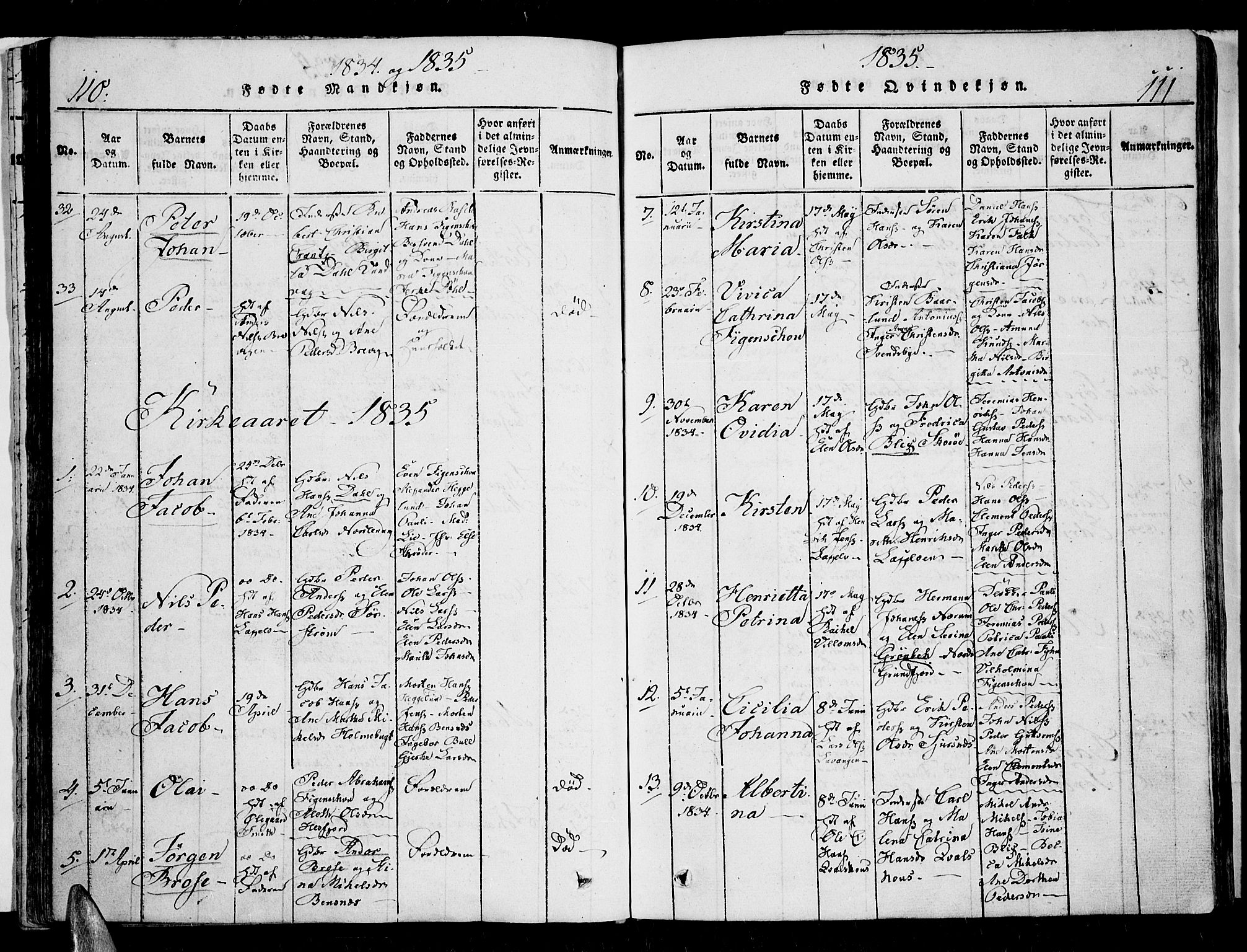 Karlsøy sokneprestembete, SATØ/S-1299/H/Ha/Haa/L0002kirke: Parish register (official) no. 2, 1823-1842, p. 110-111