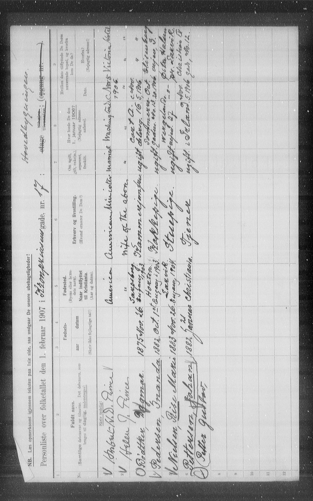 OBA, Municipal Census 1907 for Kristiania, 1907, p. 27934