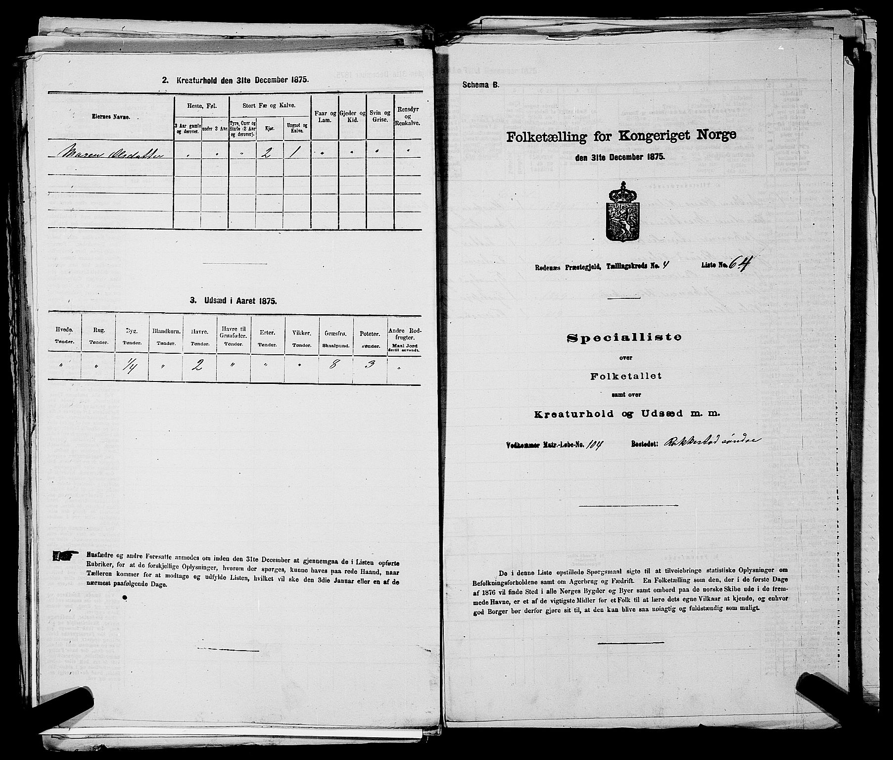 RA, 1875 census for 0120P Rødenes, 1875, p. 635
