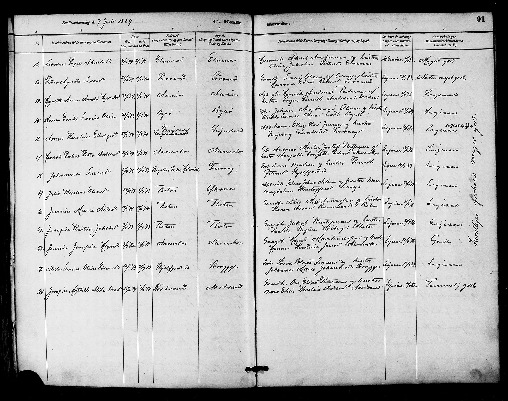 Ministerialprotokoller, klokkerbøker og fødselsregistre - Nordland, AV/SAT-A-1459/893/L1337: Parish register (official) no. 893A09, 1885-1893, p. 91