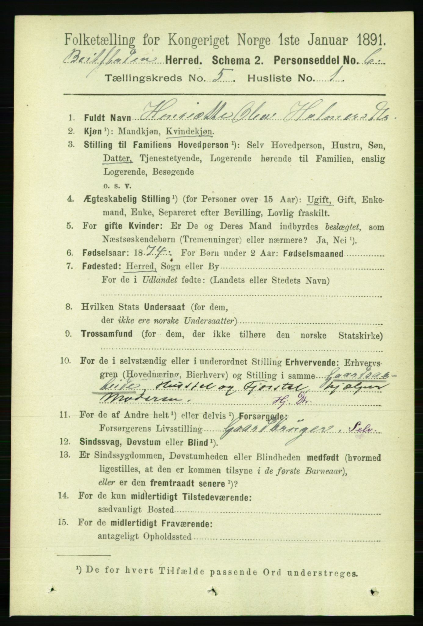 RA, 1891 census for 1727 Beitstad, 1891, p. 1250