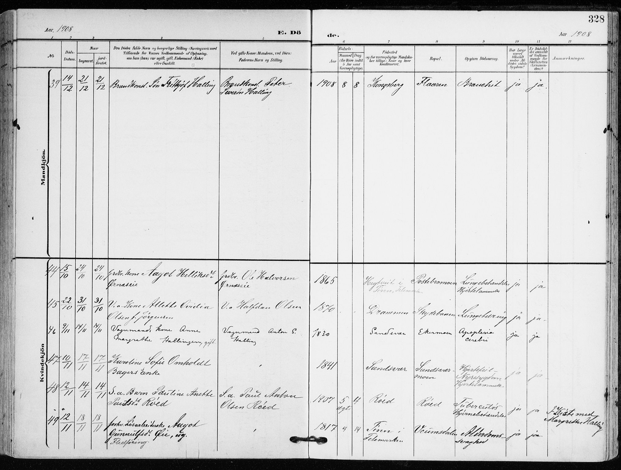 Kongsberg kirkebøker, SAKO/A-22/F/Fb/L0004: Parish register (official) no. II 4, 1906-1918, p. 329
