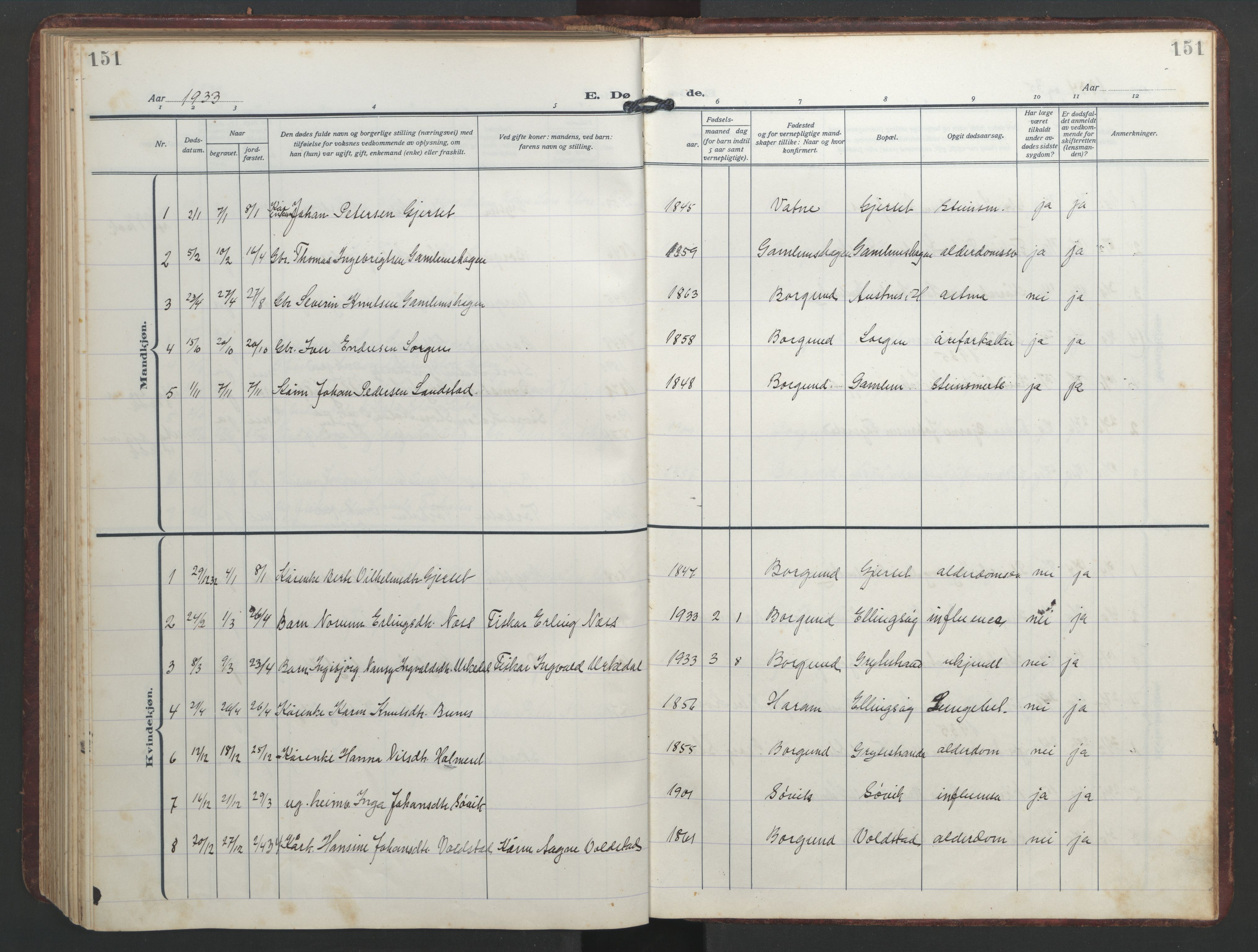 Ministerialprotokoller, klokkerbøker og fødselsregistre - Møre og Romsdal, AV/SAT-A-1454/526/L0384: Parish register (copy) no. 526C01, 1917-1952, p. 151