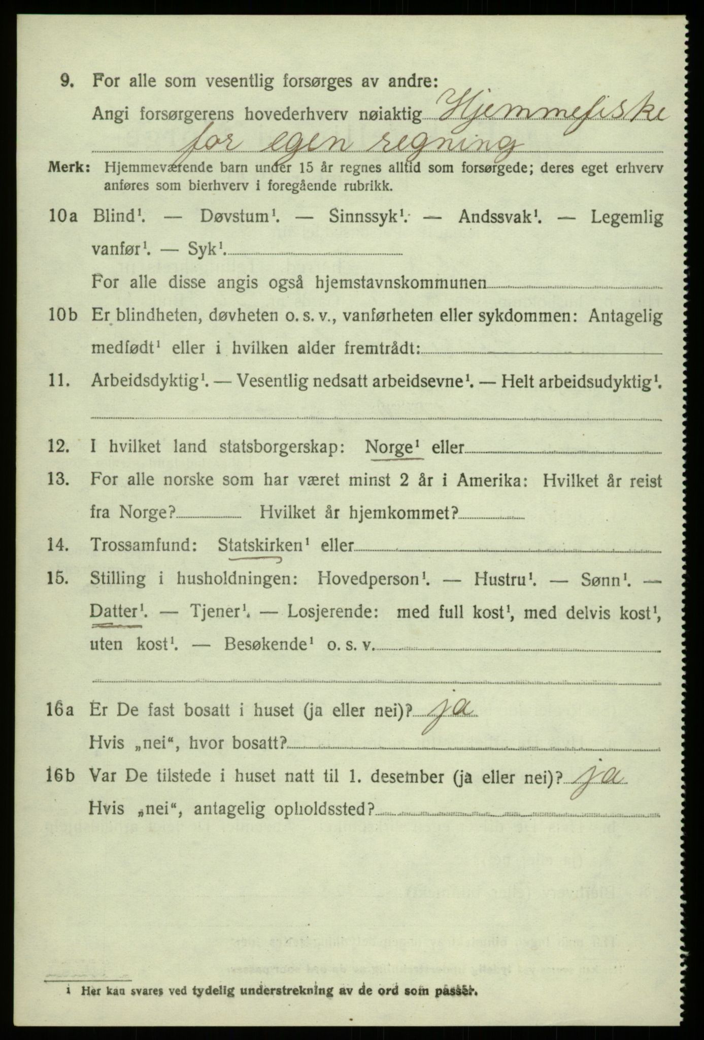 SAB, 1920 census for Fjell, 1920, p. 10167