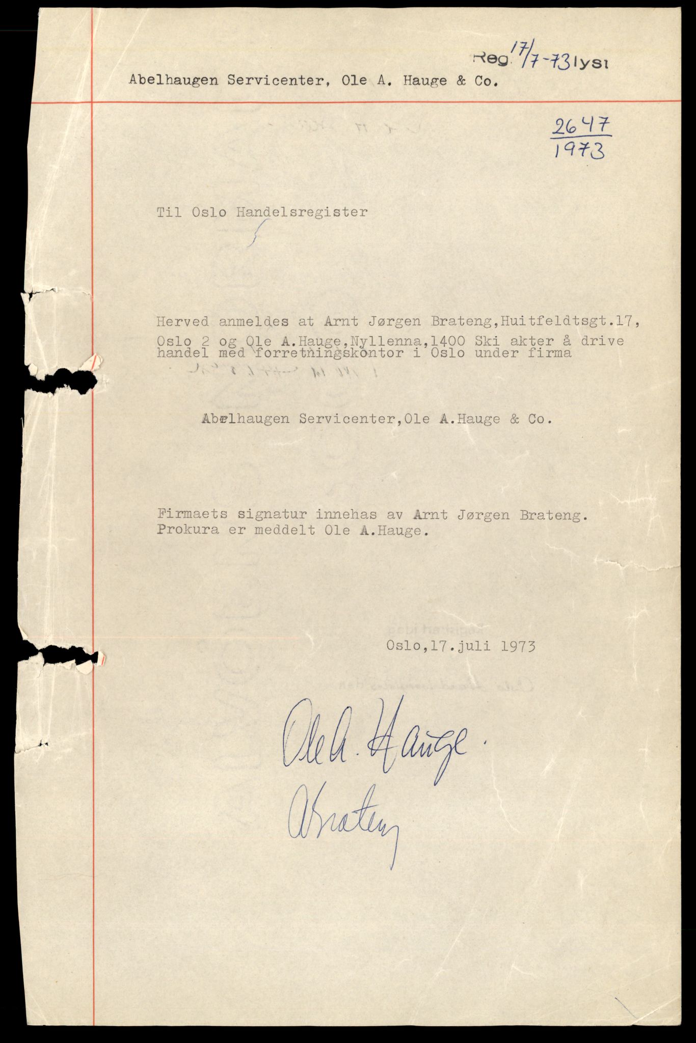 Oslo byfogd, Handelsregisteret, AV/SAT-A-10867/G/Gb/Gbb/L0036: Registreringsmeldinger, A-D, 1980, p. 1