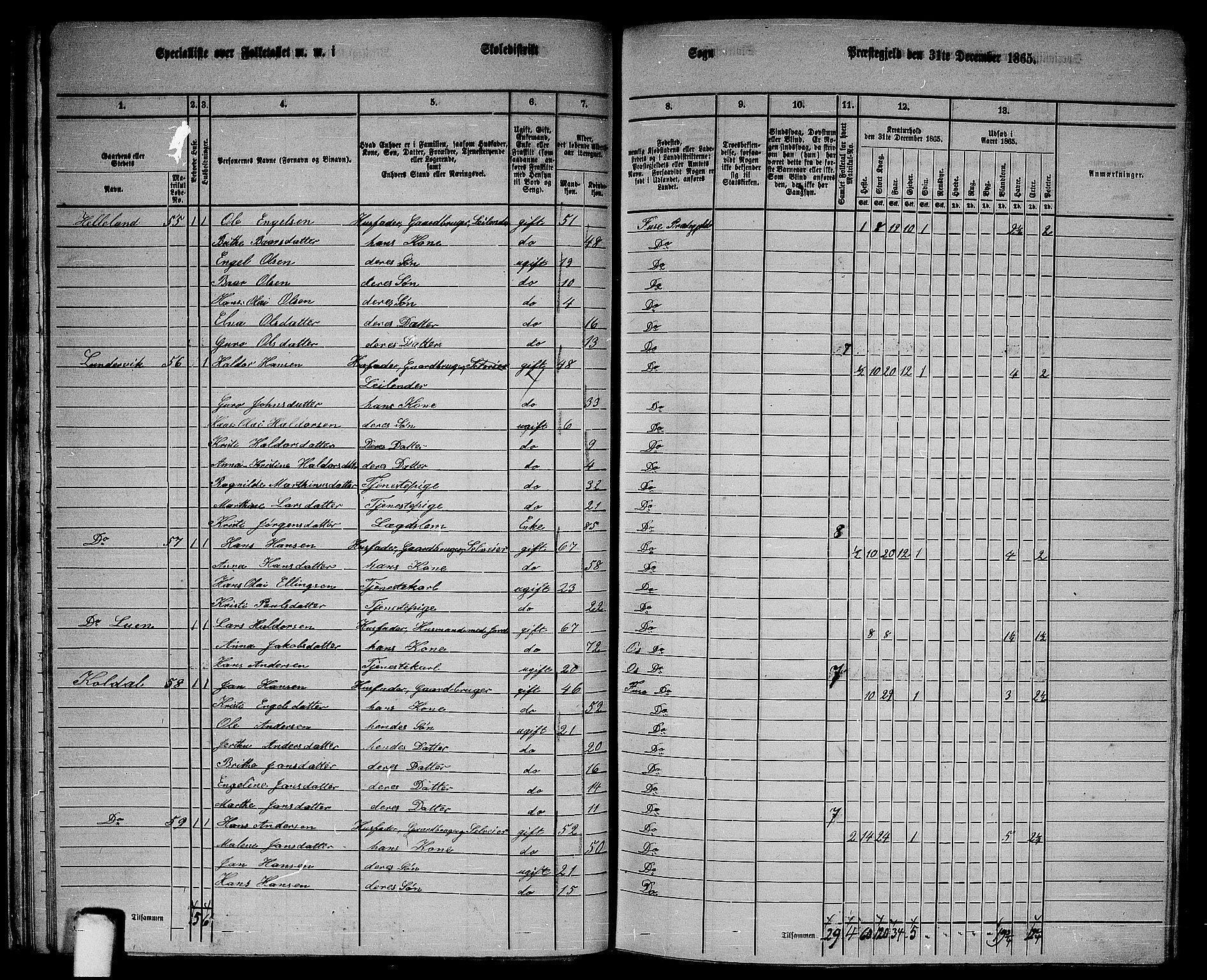 RA, 1865 census for Fusa, 1865, p. 30