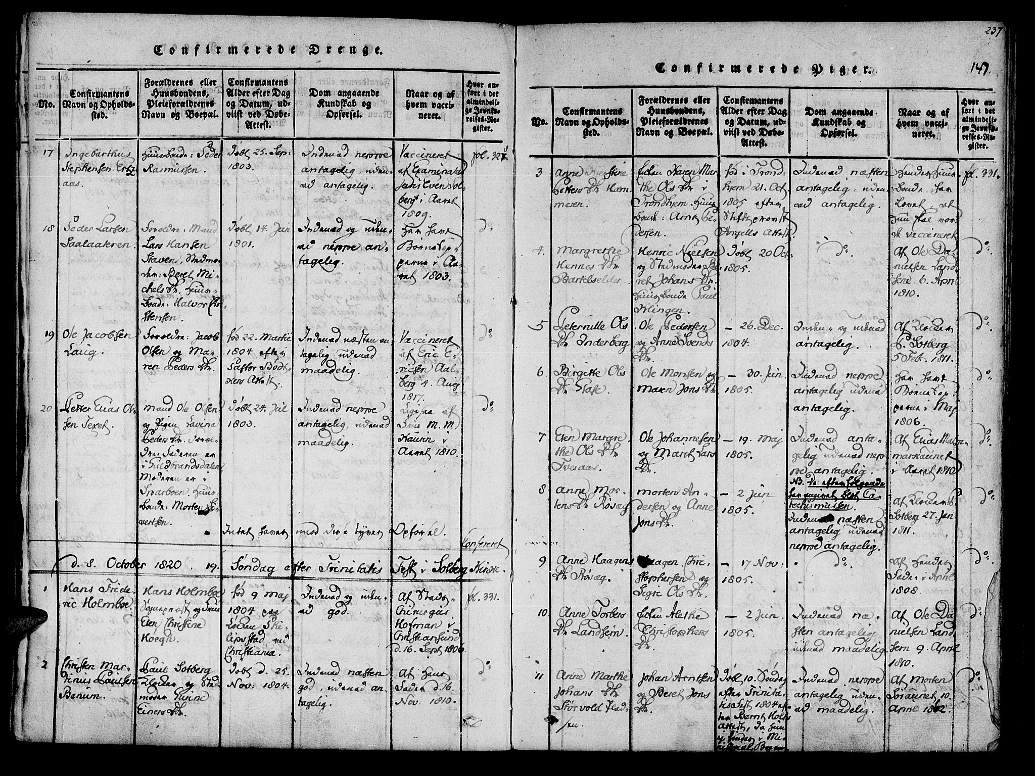 Ministerialprotokoller, klokkerbøker og fødselsregistre - Nord-Trøndelag, SAT/A-1458/741/L0387: Parish register (official) no. 741A03 /1, 1817-1822, p. 147
