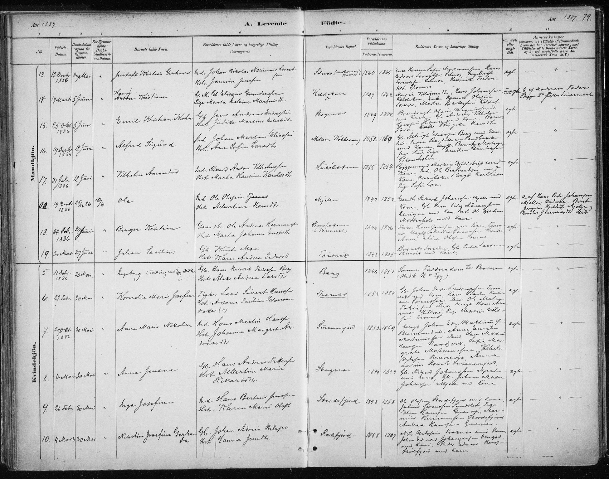 Tromsøysund sokneprestkontor, SATØ/S-1304/G/Ga/L0004kirke: Parish register (official) no. 4, 1880-1888, p. 79