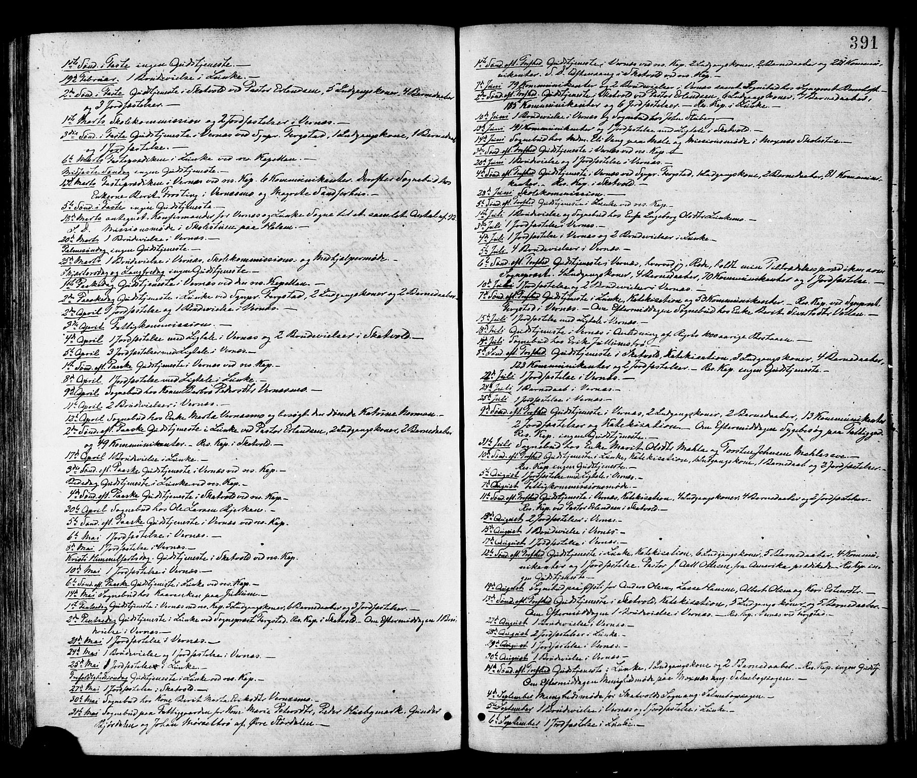 Ministerialprotokoller, klokkerbøker og fødselsregistre - Nord-Trøndelag, SAT/A-1458/709/L0076: Parish register (official) no. 709A16, 1871-1879, p. 391