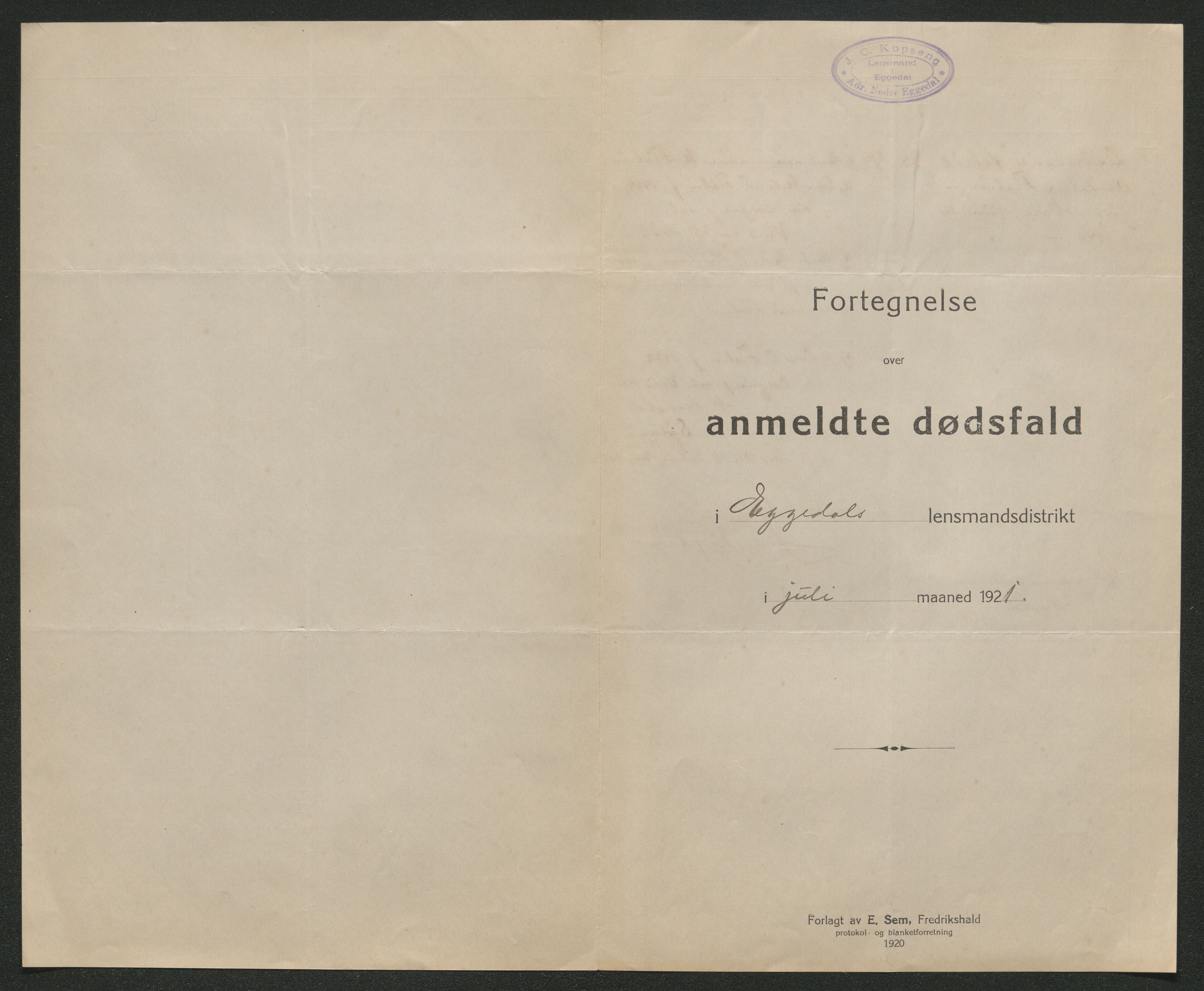 Eiker, Modum og Sigdal sorenskriveri, AV/SAKO-A-123/H/Ha/Hab/L0040: Dødsfallsmeldinger, 1920-1921, p. 1237