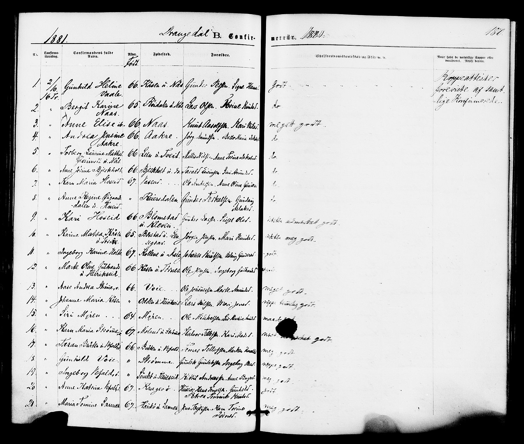 Drangedal kirkebøker, AV/SAKO-A-258/F/Fa/L0009: Parish register (official) no. 9 /1, 1872-1884, p. 180