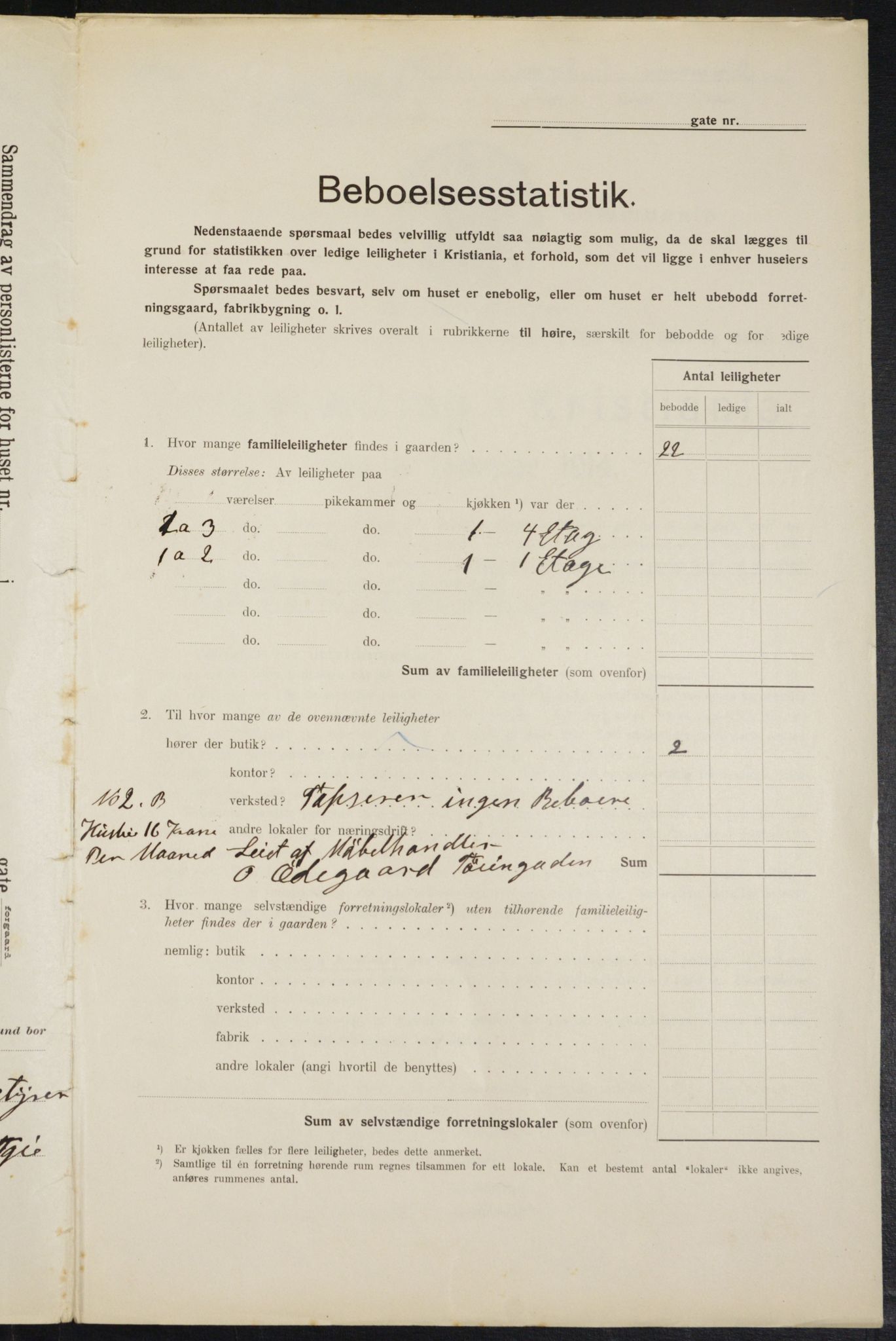 OBA, Municipal Census 1914 for Kristiania, 1914, p. 107115