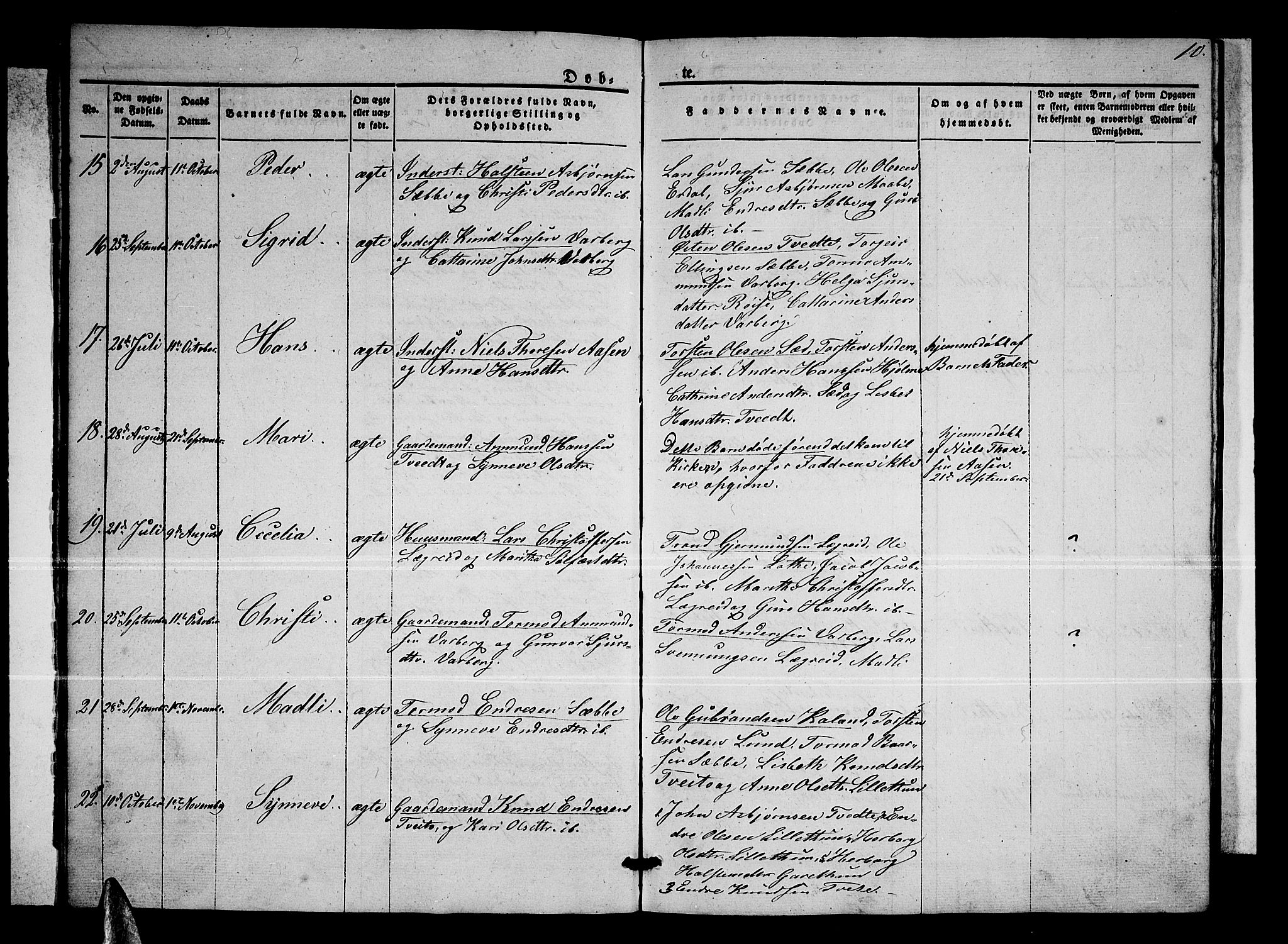 Ullensvang sokneprestembete, SAB/A-78701/H/Hab: Parish register (copy) no. C 1, 1855-1871, p. 10