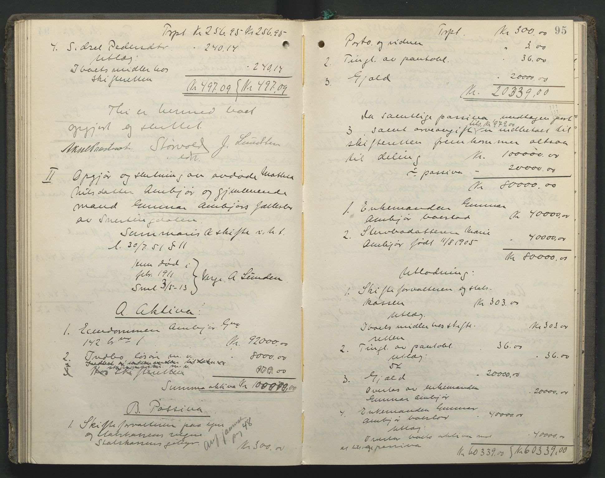 Toten tingrett, AV/SAH-TING-006/J/Jb/L0009: Skifteutlodningsprotokoll - Biri, 1904-1921, p. 95