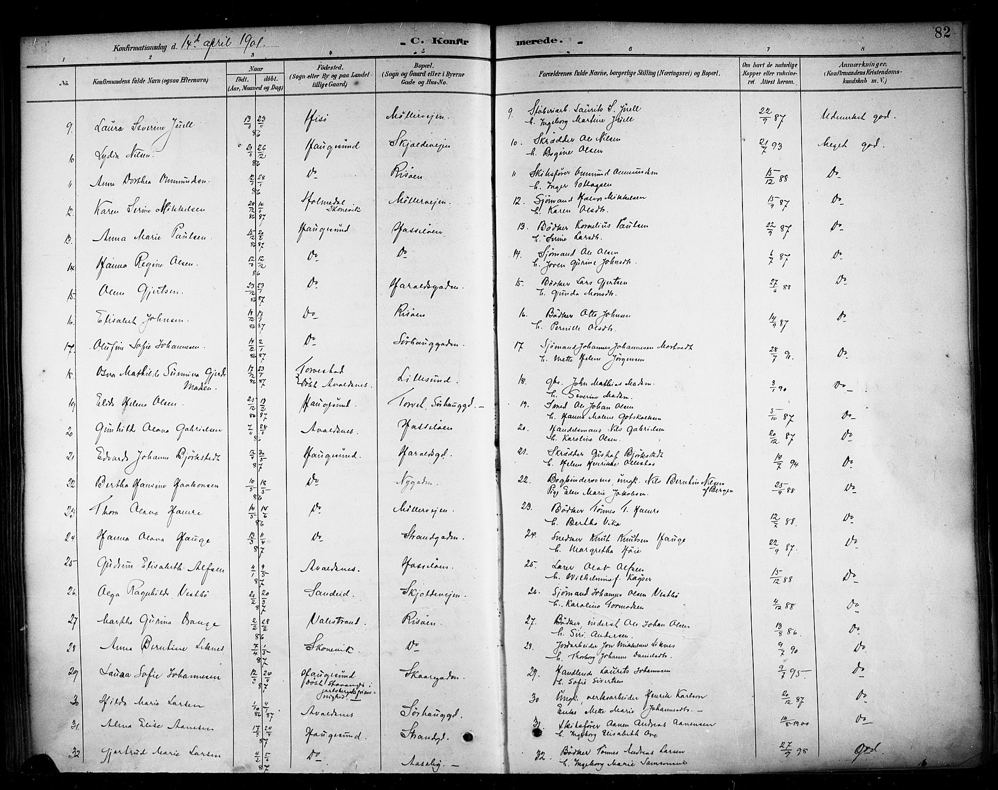 Haugesund sokneprestkontor, AV/SAST-A -101863/H/Ha/Haa/L0005: Parish register (official) no. A 5, 1891-1903, p. 82