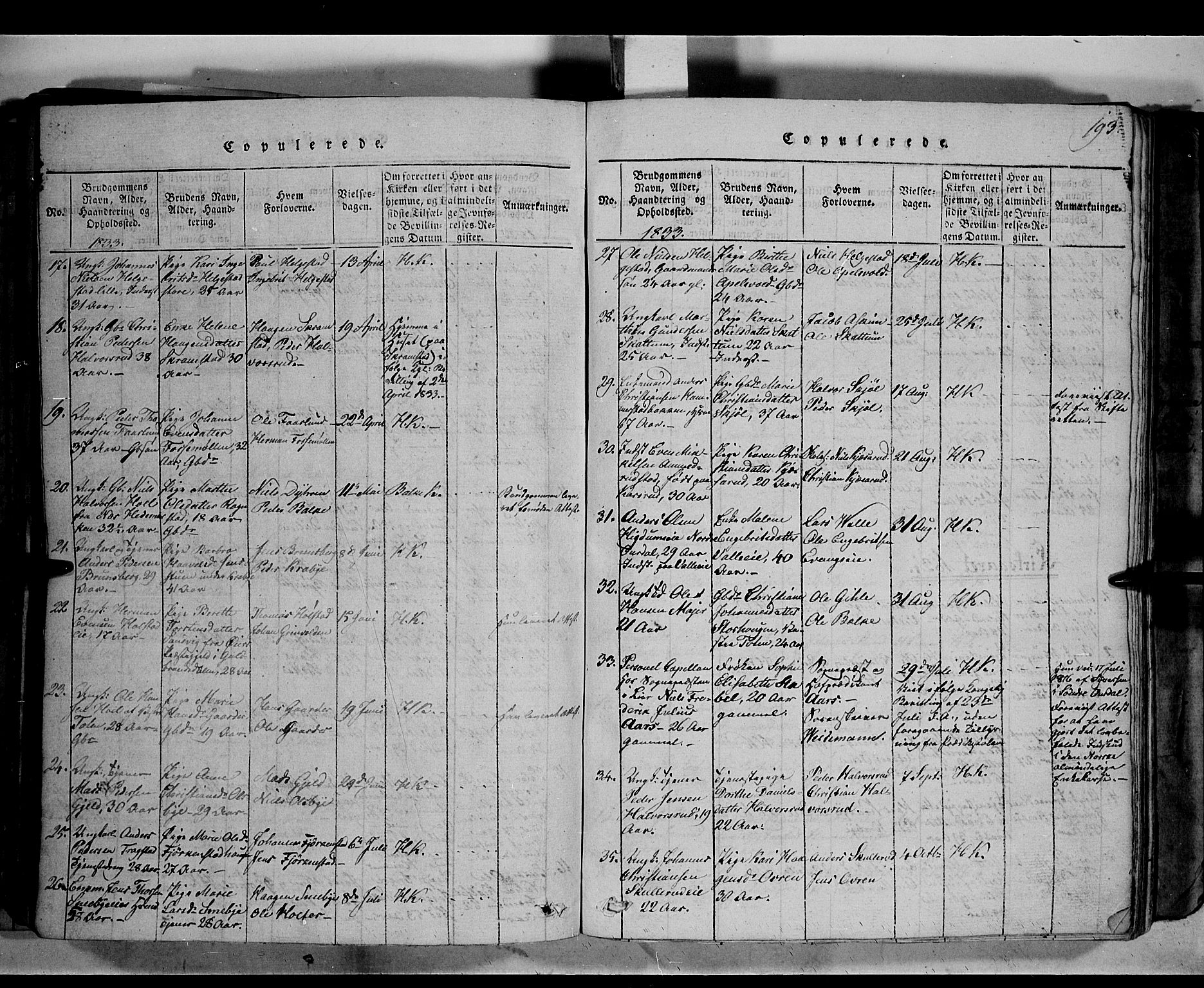 Østre Toten prestekontor, SAH/PREST-104/H/Ha/Haa/L0001: Parish register (official) no. 1, 1828-1839, p. 193