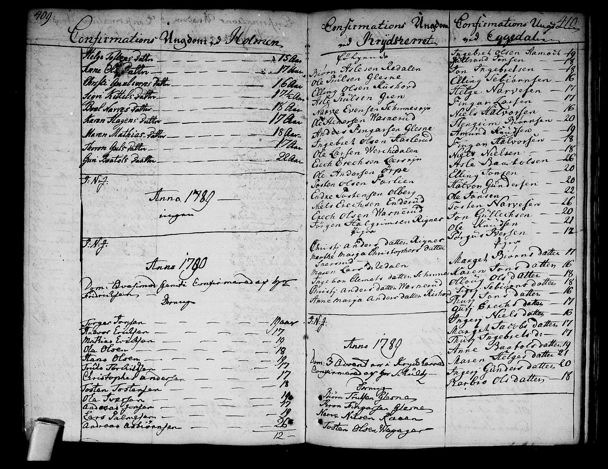 Sigdal kirkebøker, AV/SAKO-A-245/F/Fa/L0002: Parish register (official) no. I 2, 1778-1792, p. 409-410