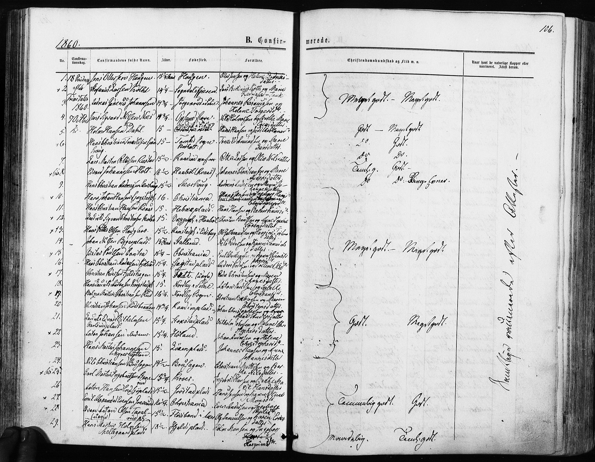 Kråkstad prestekontor Kirkebøker, SAO/A-10125a/F/Fa/L0007: Parish register (official) no. I 7, 1858-1870, p. 106