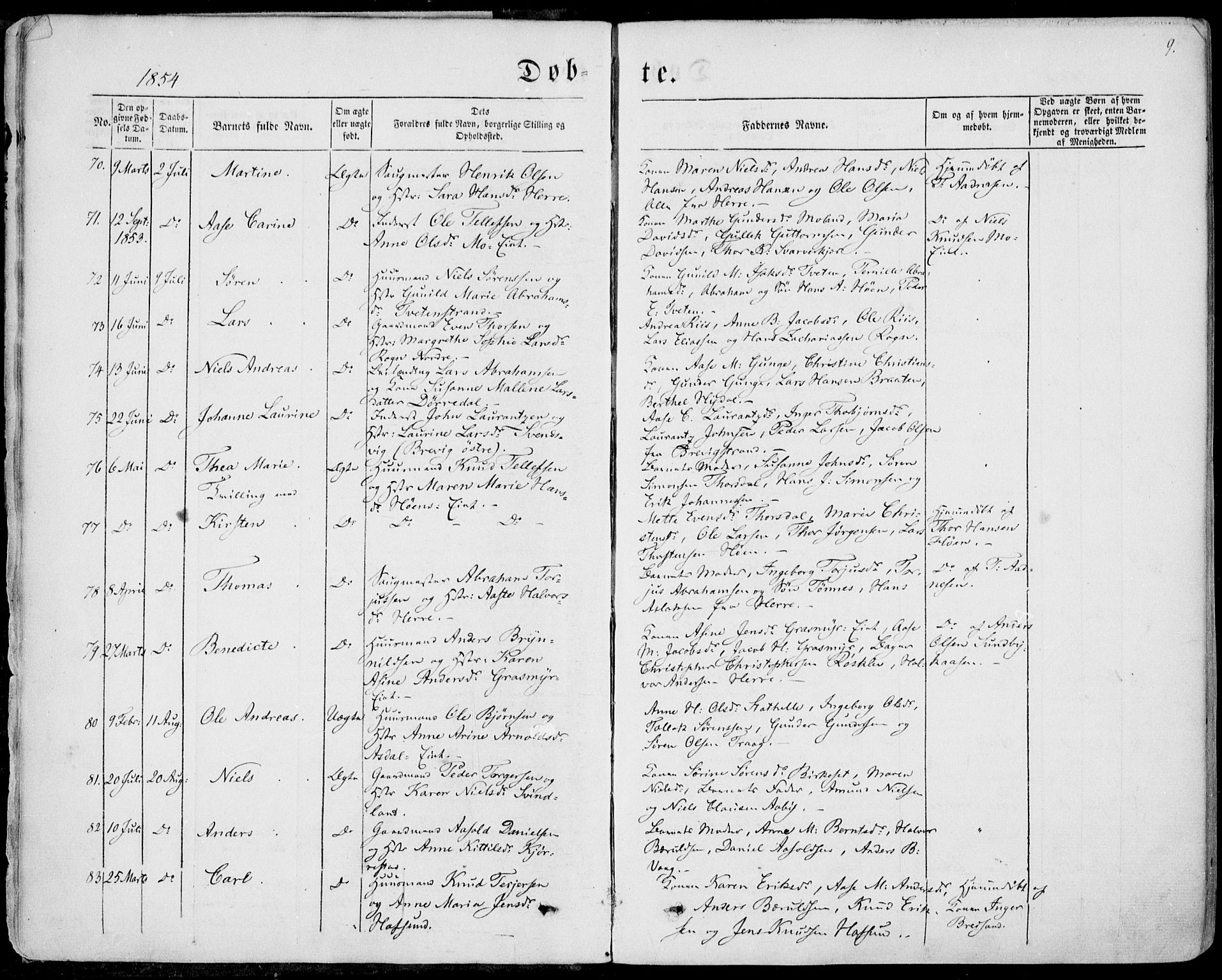 Bamble kirkebøker, AV/SAKO-A-253/F/Fa/L0005: Parish register (official) no. I 5, 1854-1869, p. 9