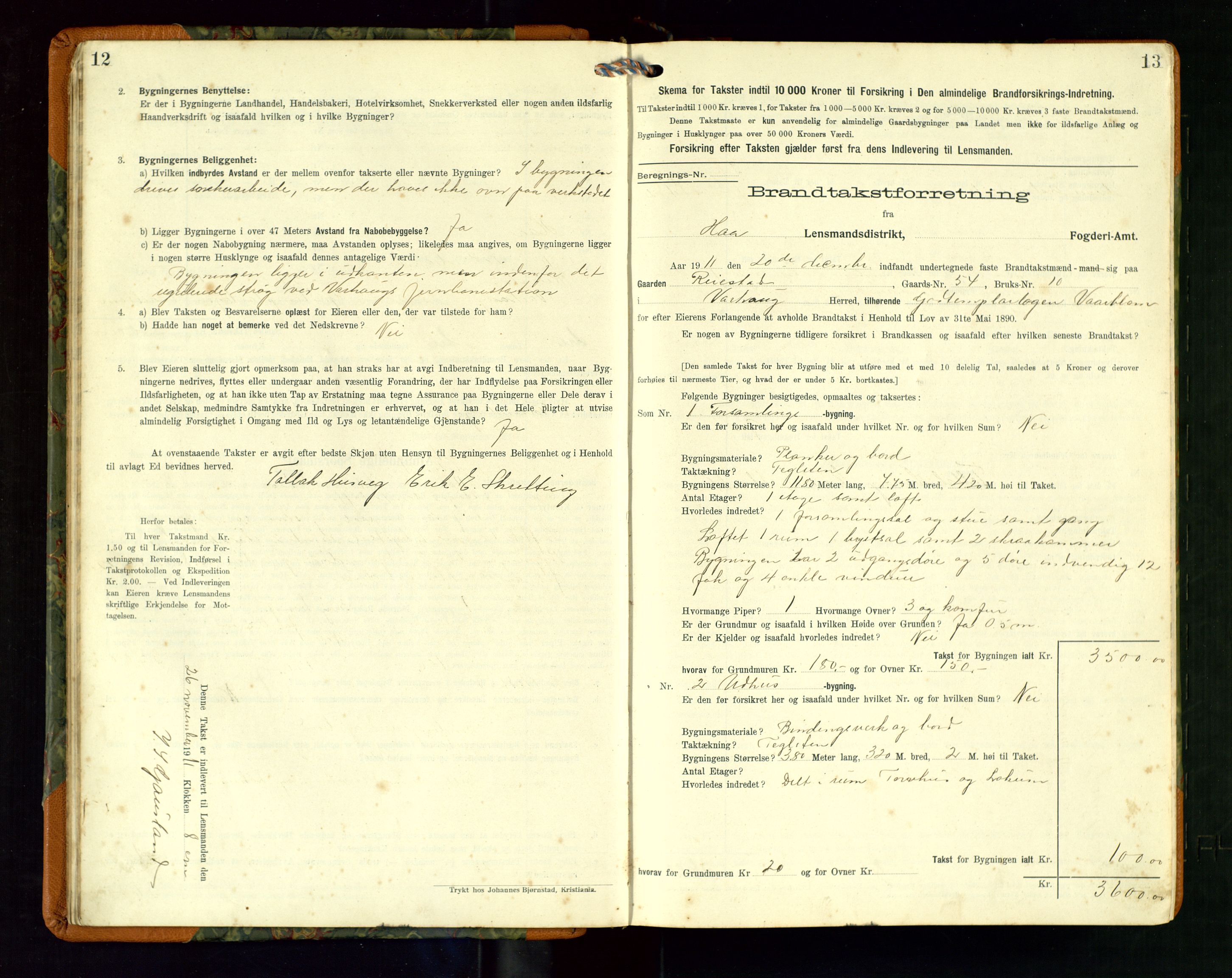 Hå lensmannskontor, SAST/A-100456/Goa/L0004: Takstprotokoll (skjema), 1911-1926, p. 12-13