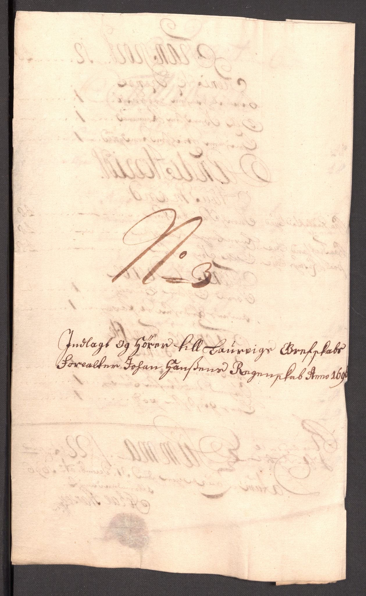Rentekammeret inntil 1814, Reviderte regnskaper, Fogderegnskap, RA/EA-4092/R33/L1975: Fogderegnskap Larvik grevskap, 1696-1697, p. 74