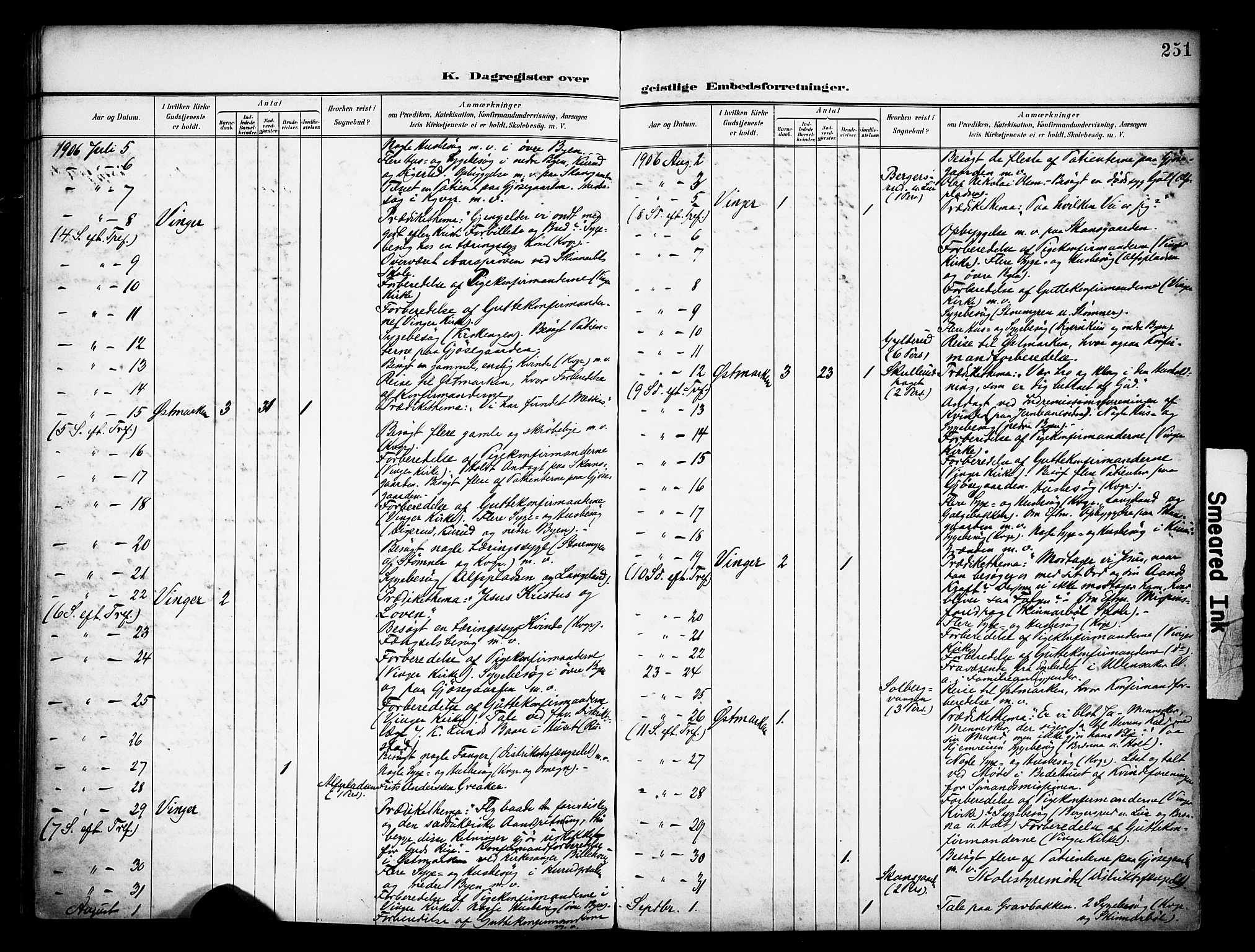 Vinger prestekontor, AV/SAH-PREST-024/H/Ha/Haa/L0016: Parish register (official) no. 16, 1898-1920, p. 251