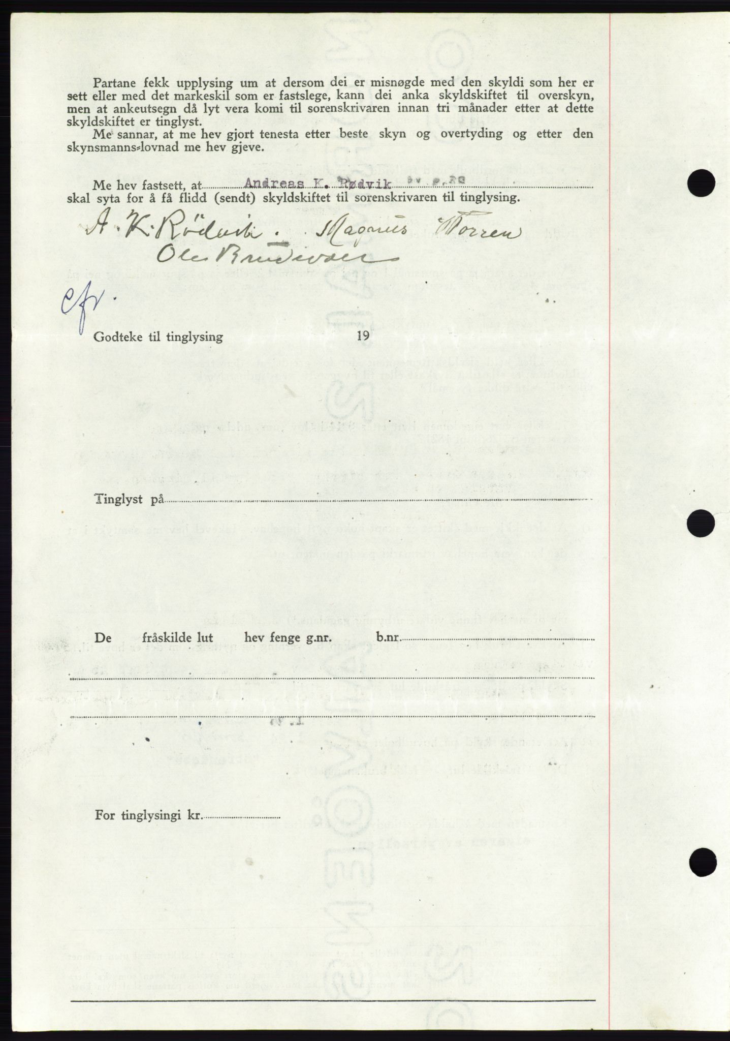 Søre Sunnmøre sorenskriveri, AV/SAT-A-4122/1/2/2C/L0078: Mortgage book no. 4A, 1946-1946, Diary no: : 417/1946