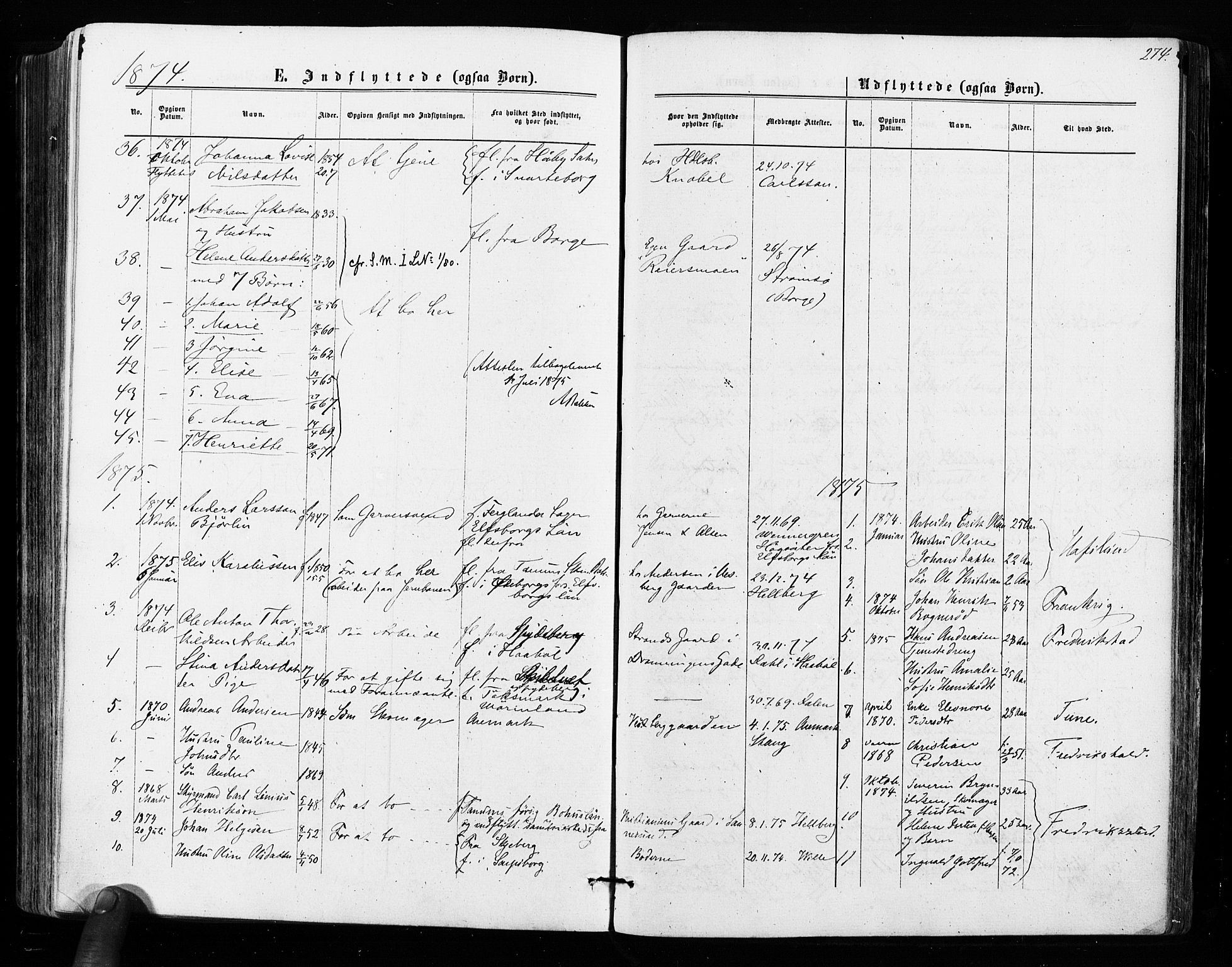 Sarpsborg prestekontor Kirkebøker, SAO/A-2006/F/Fa/L0002: Parish register (official) no. 2, 1869-1877, p. 274