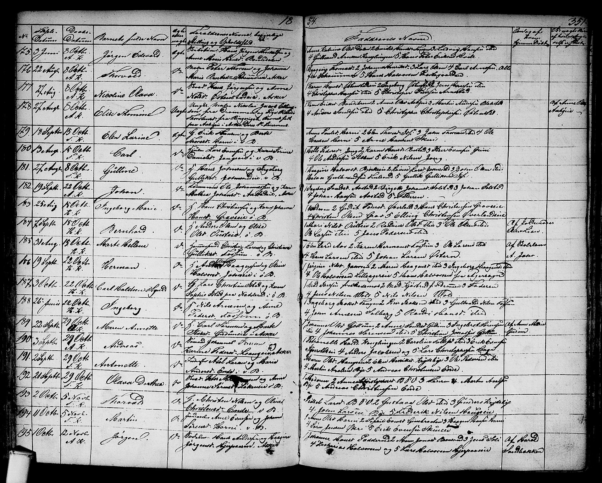 Asker prestekontor Kirkebøker, SAO/A-10256a/F/Fa/L0007: Parish register (official) no. I 7, 1825-1864, p. 351