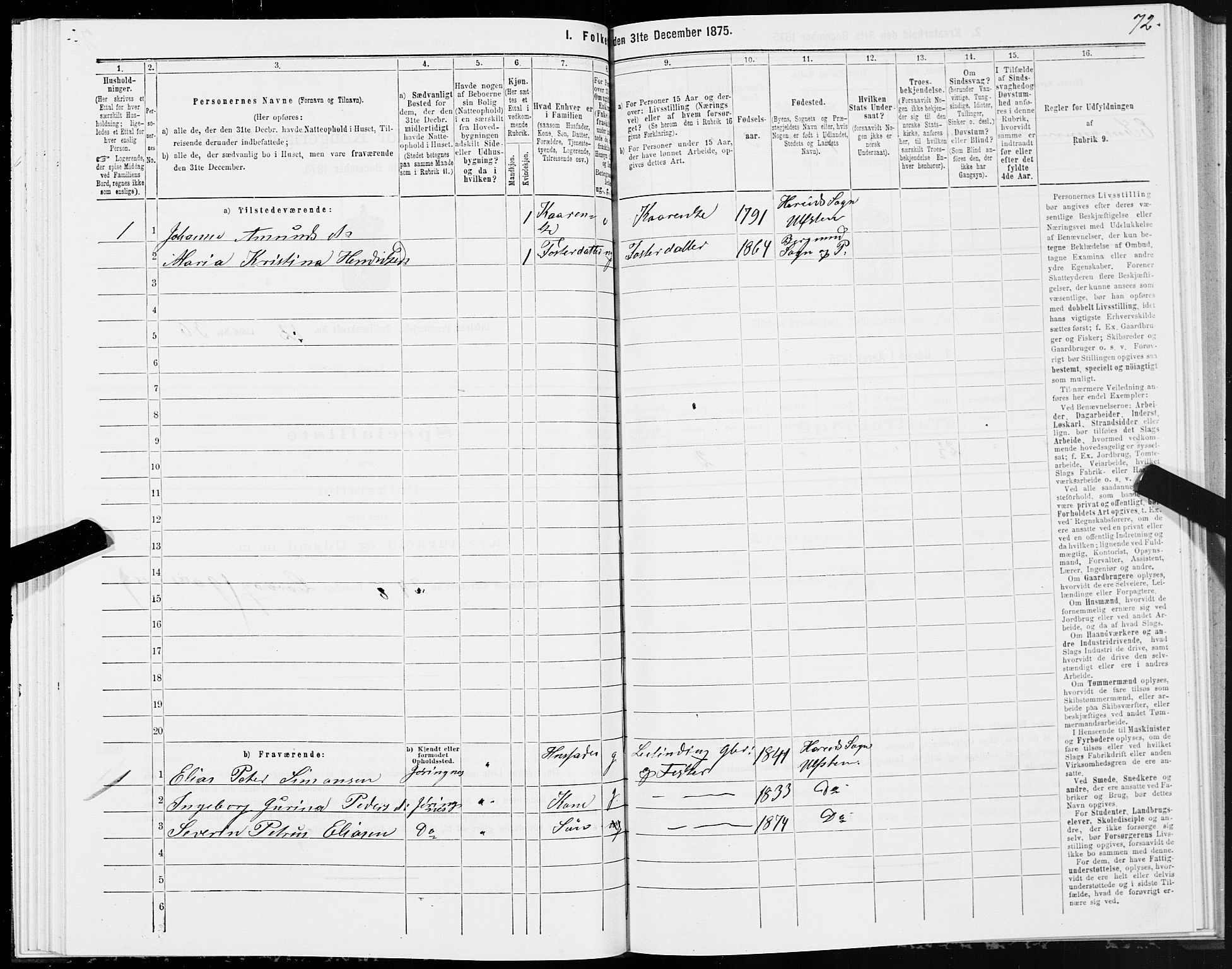 SAT, 1875 census for 1516P Ulstein, 1875, p. 5072