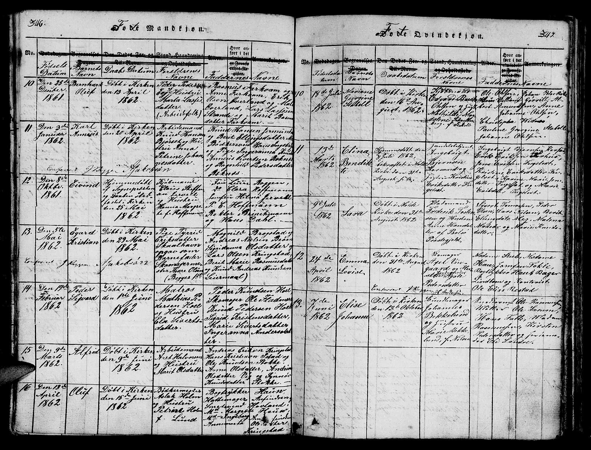 Ministerialprotokoller, klokkerbøker og fødselsregistre - Møre og Romsdal, SAT/A-1454/558/L0700: Parish register (copy) no. 558C01, 1818-1868, p. 346-347