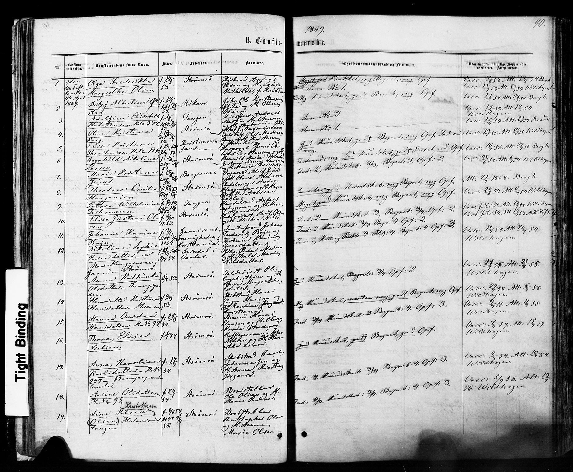 Strømsø kirkebøker, AV/SAKO-A-246/F/Fa/L0018: Parish register (official) no. I 18, 1865-1878, p. 40