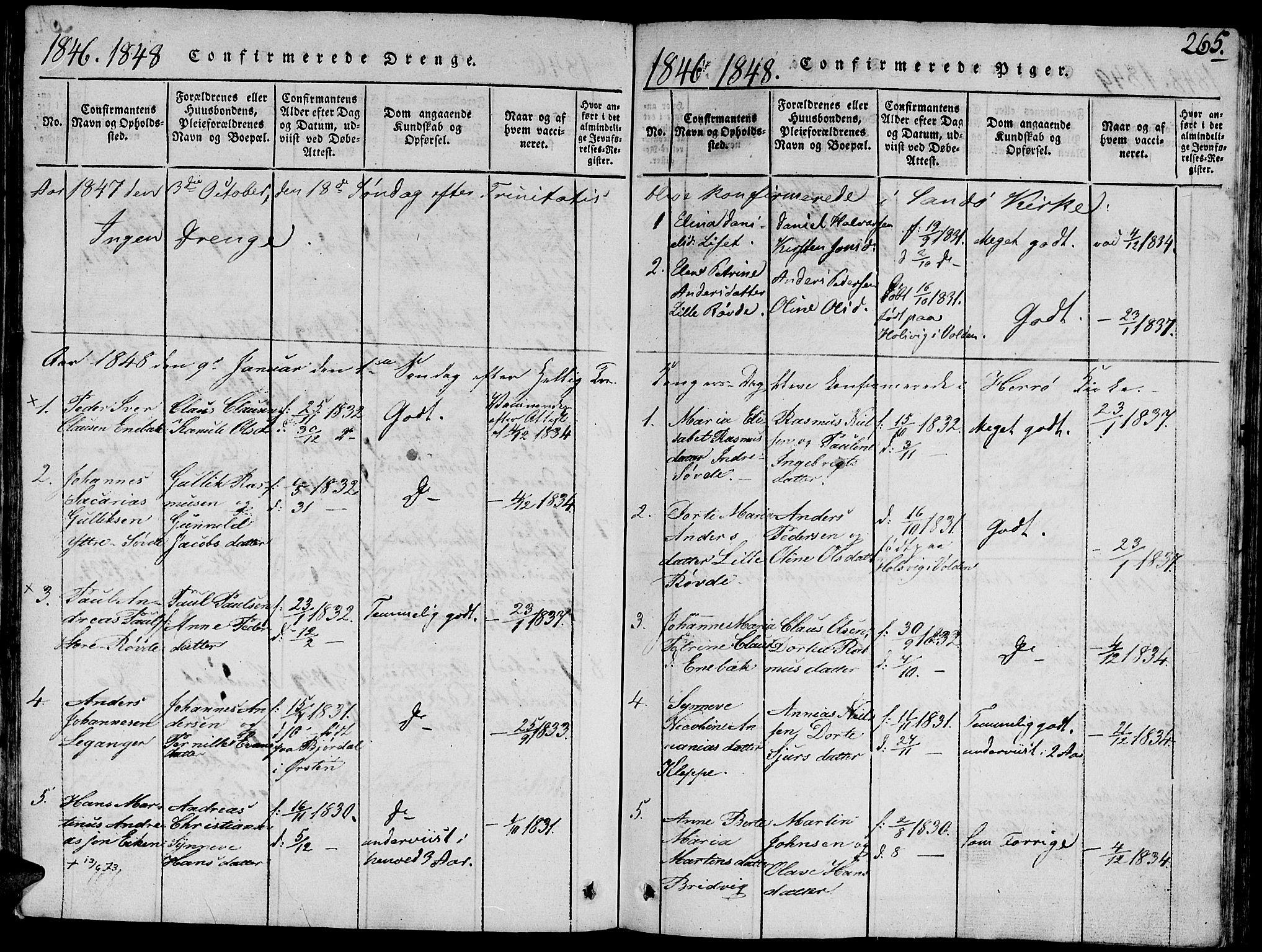 Ministerialprotokoller, klokkerbøker og fødselsregistre - Møre og Romsdal, SAT/A-1454/504/L0054: Parish register (official) no. 504A01, 1816-1861, p. 265