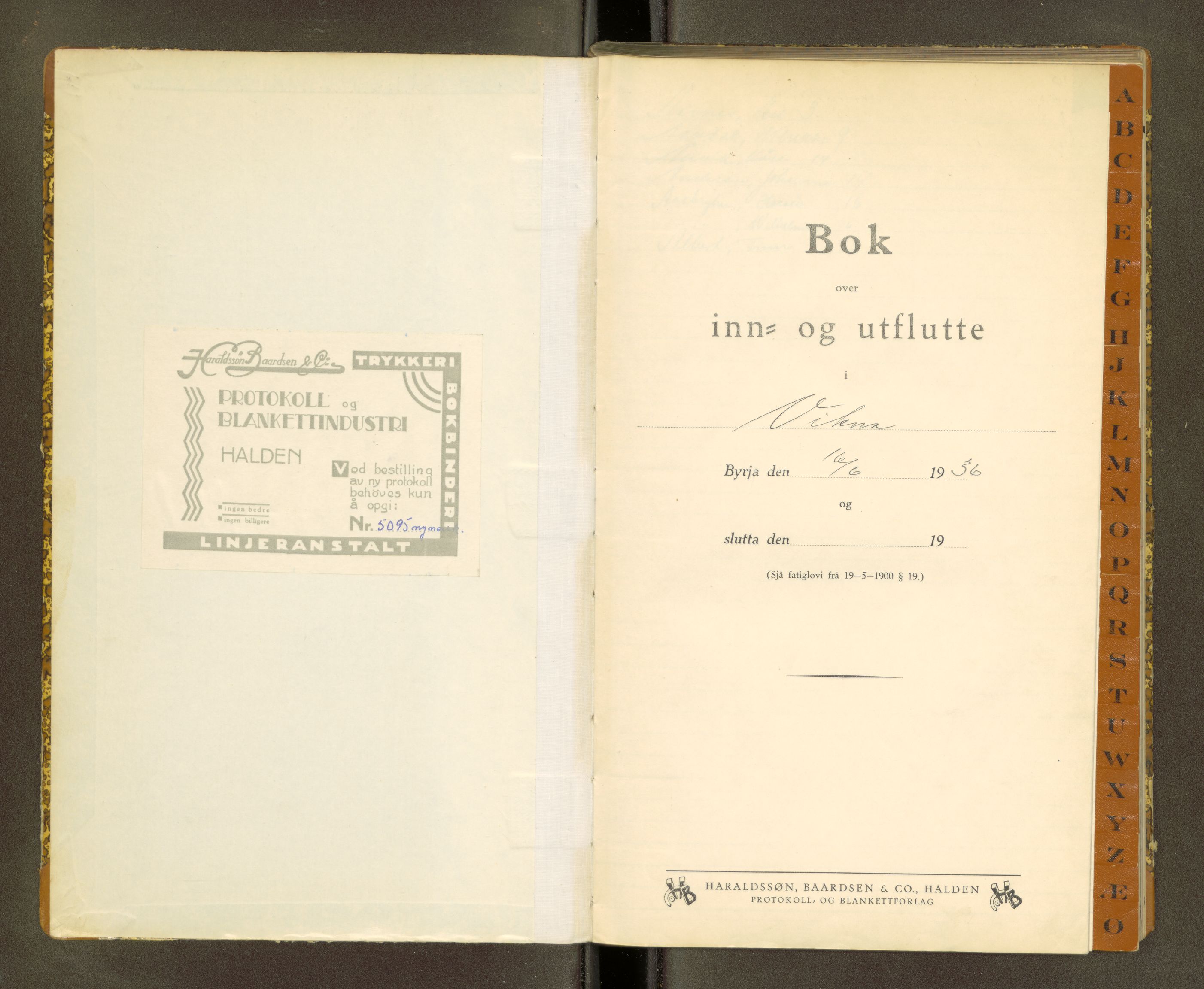 Nærøy og Vikna lensmannskontor, AV/SAT-A-1033/2/03/L0105: Inn- og utflyttede, Vikna, 1936-1943