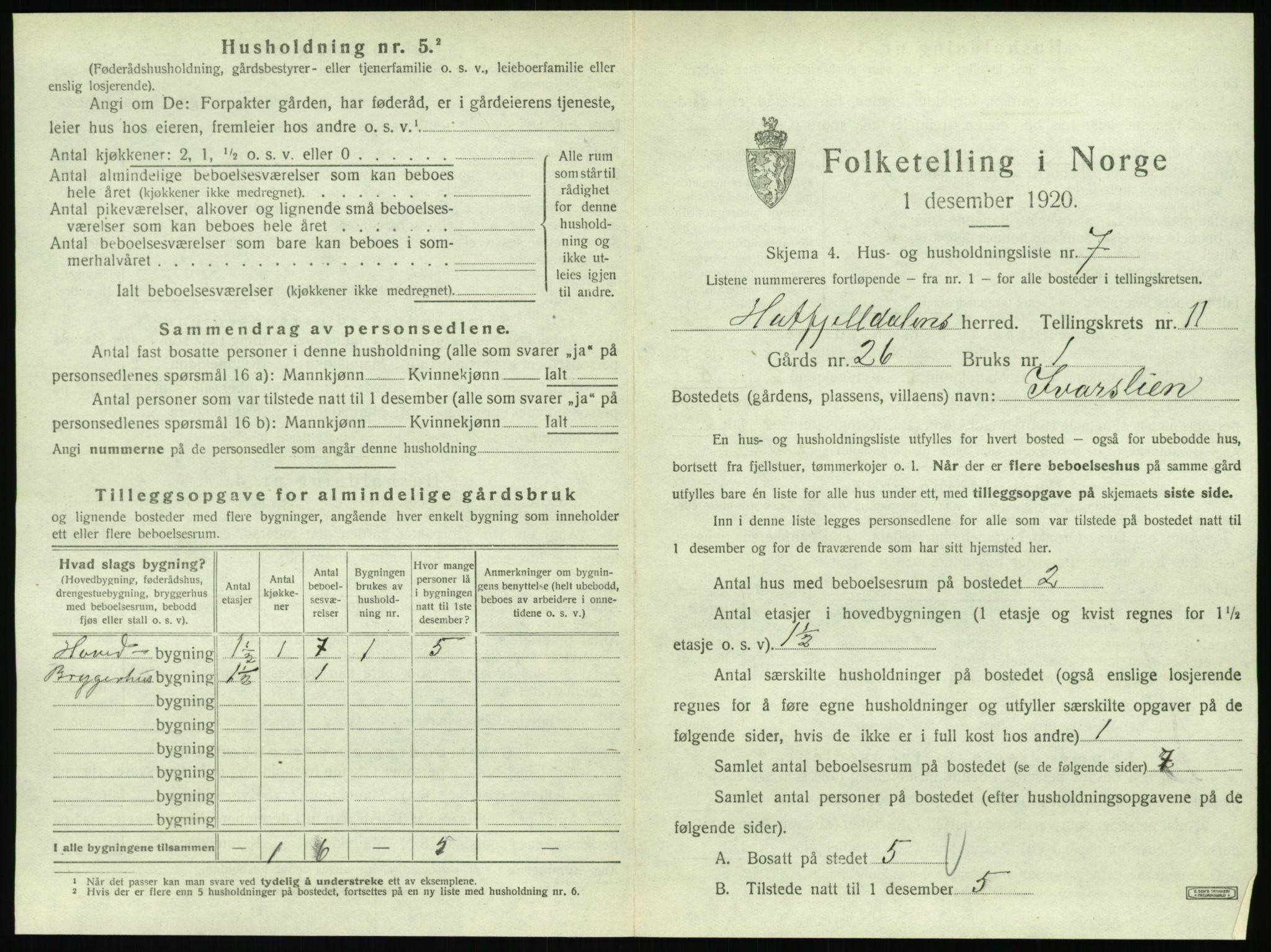SAT, 1920 census for Hattfjelldal, 1920, p. 350