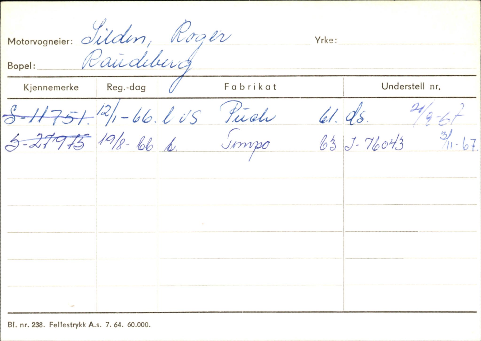 Statens vegvesen, Sogn og Fjordane vegkontor, AV/SAB-A-5301/4/F/L0145: Registerkort Vågsøy S-Å. Årdal I-P, 1945-1975, p. 71