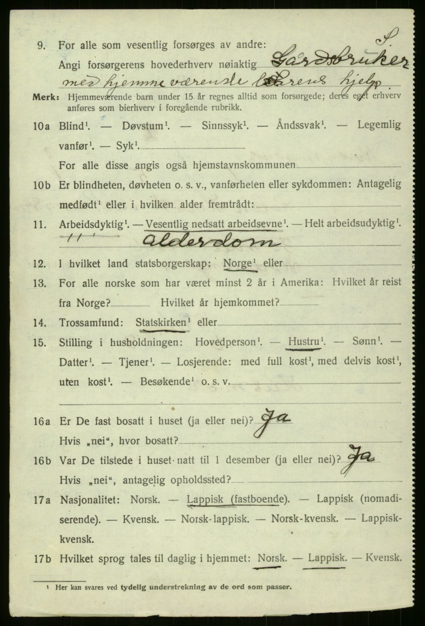 SATØ, 1920 census for Kvænangen, 1920, p. 1219