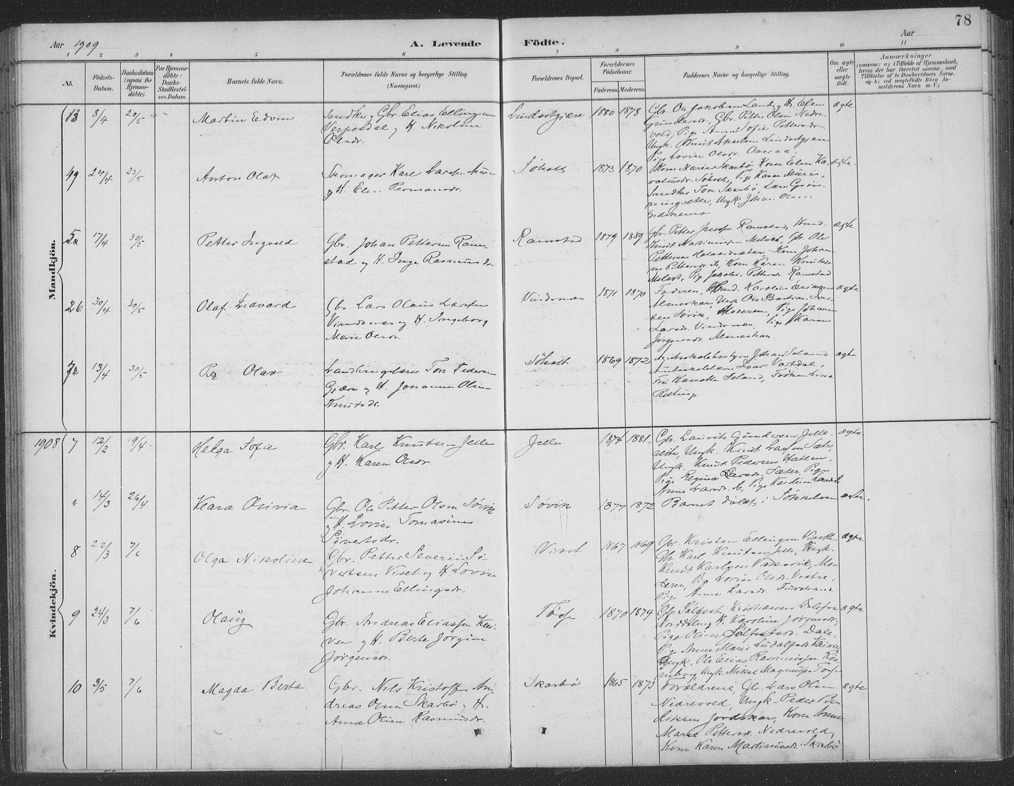 Ministerialprotokoller, klokkerbøker og fødselsregistre - Møre og Romsdal, AV/SAT-A-1454/522/L0316: Parish register (official) no. 522A11, 1890-1911, p. 78