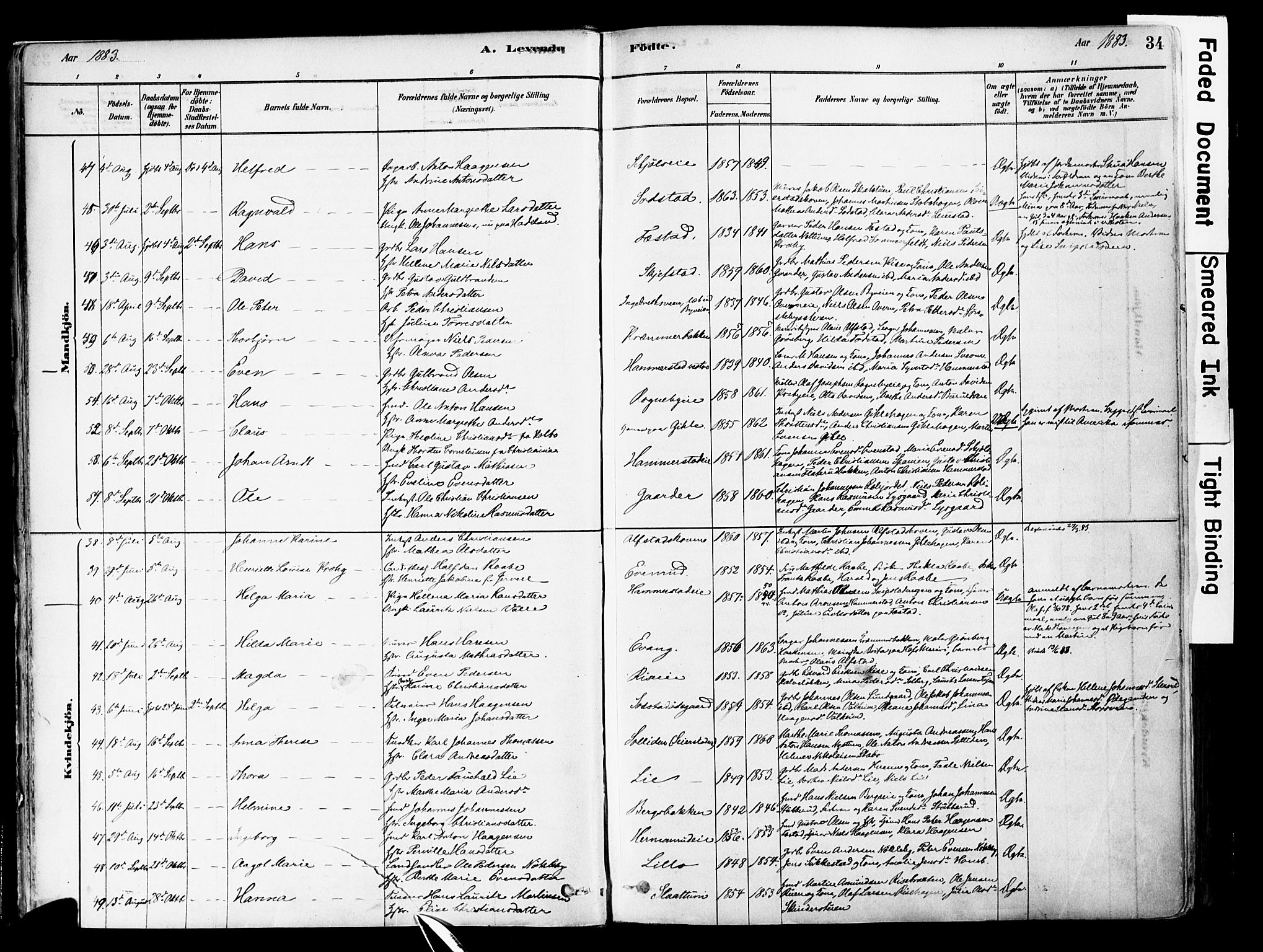 Østre Toten prestekontor, AV/SAH-PREST-104/H/Ha/Haa/L0006: Parish register (official) no. 6 /1, 1878-1896, p. 34